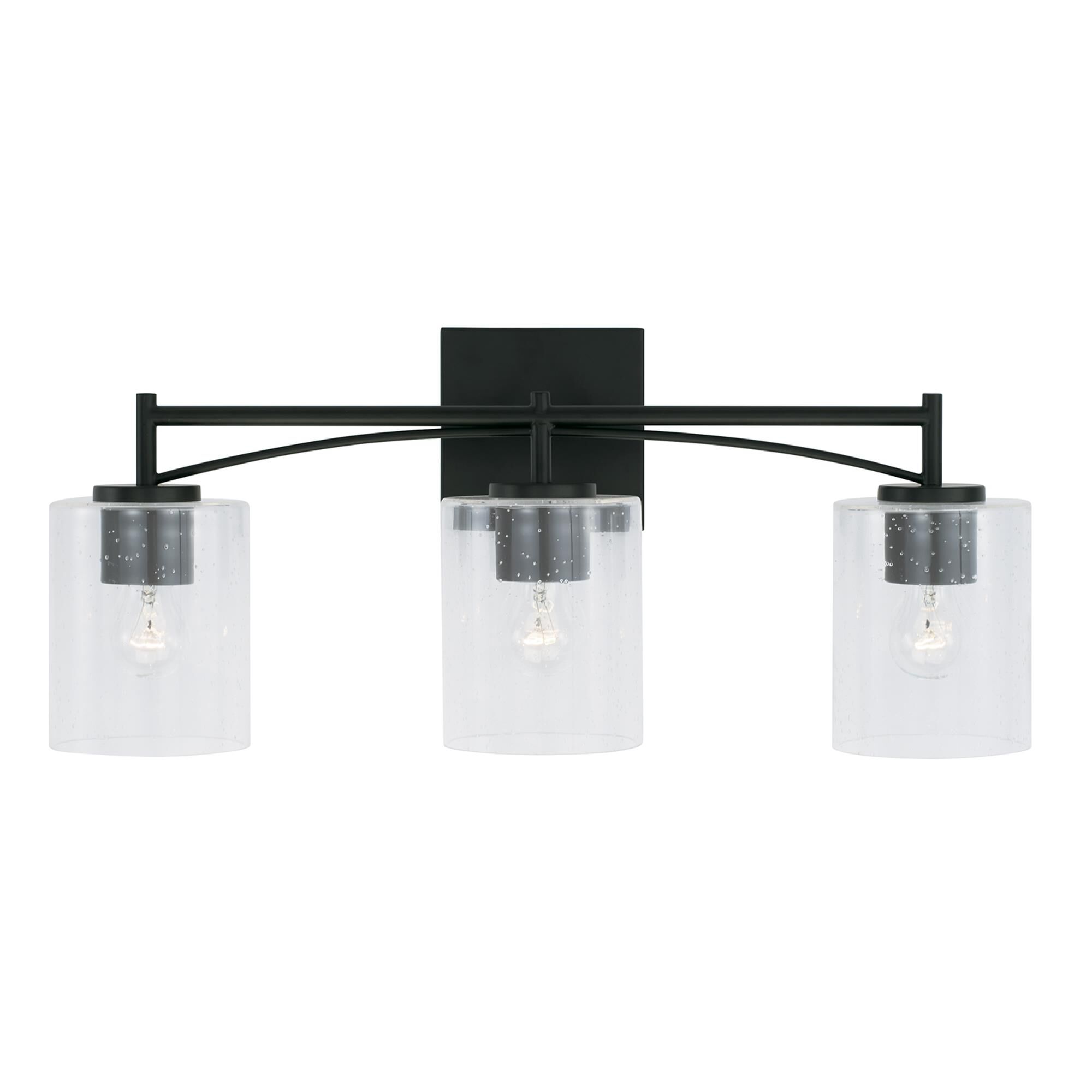 Shown in Matte Black finish and Clear Seeded glass