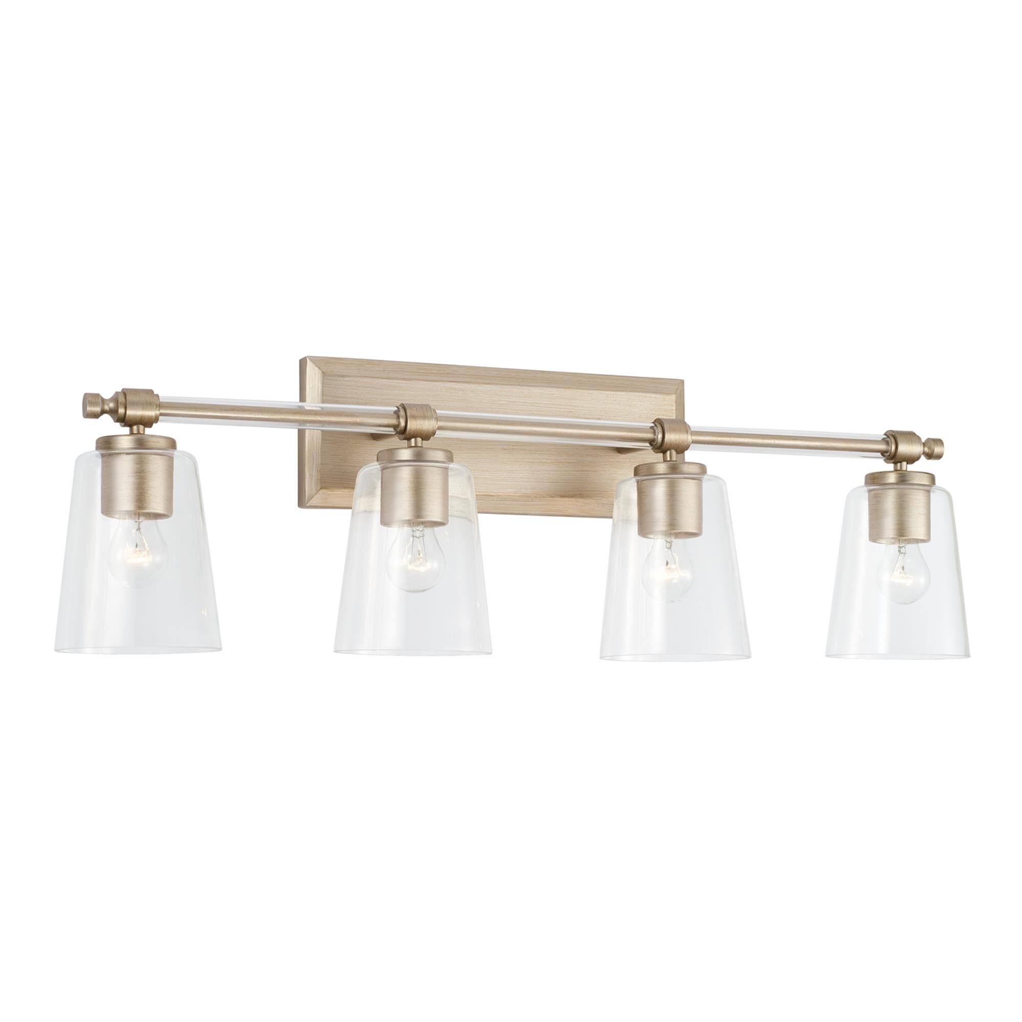 Shown in Brushed Champagne finish and Clear glass