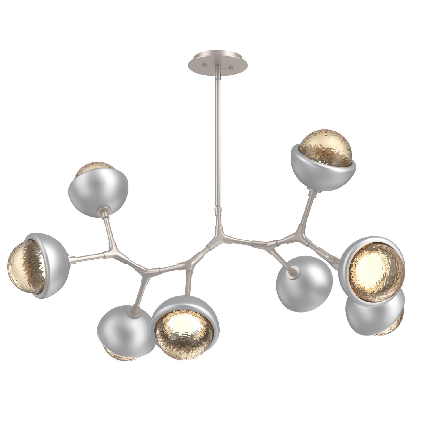 Shown in Beige Silver finish and Amber glass and Classic Silver accent
