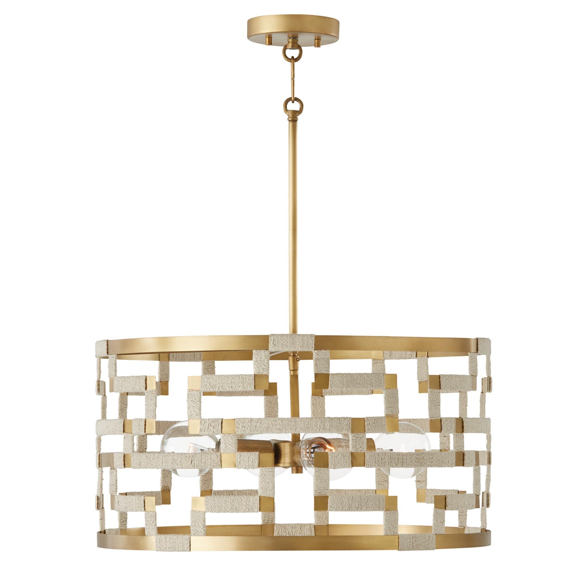 Shown in Bleached Natural Jute and Patinaed Brass  finish