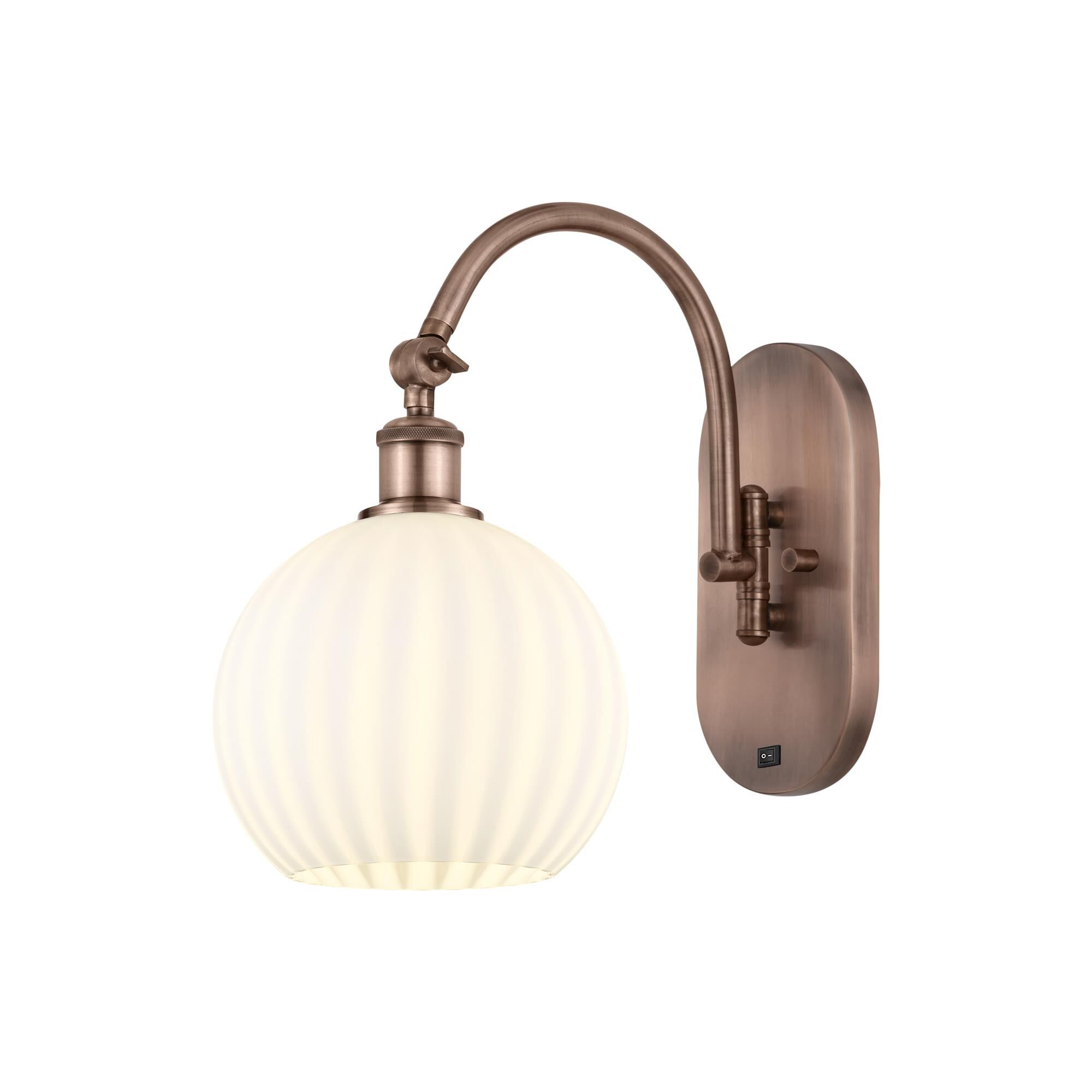 Shown in Antique Copper finish and White Venetian glass