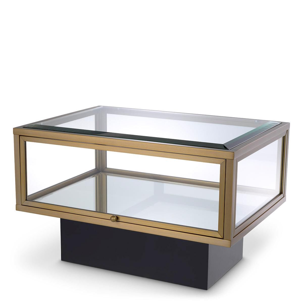 Shown in Brushed Brass, Clear Glass, Mirror Glass finish
