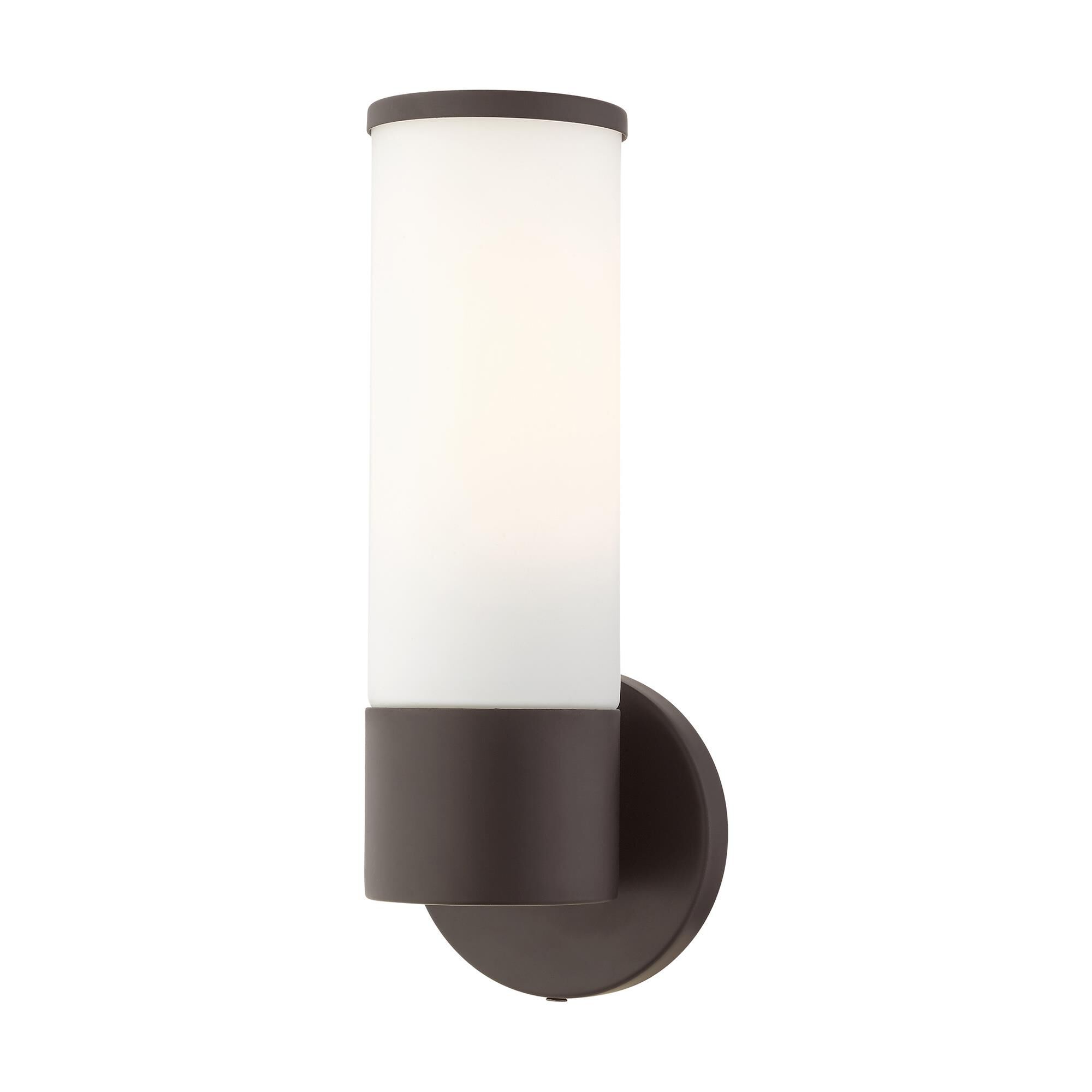 Shown in Bronze finish and Satin Opal White glass