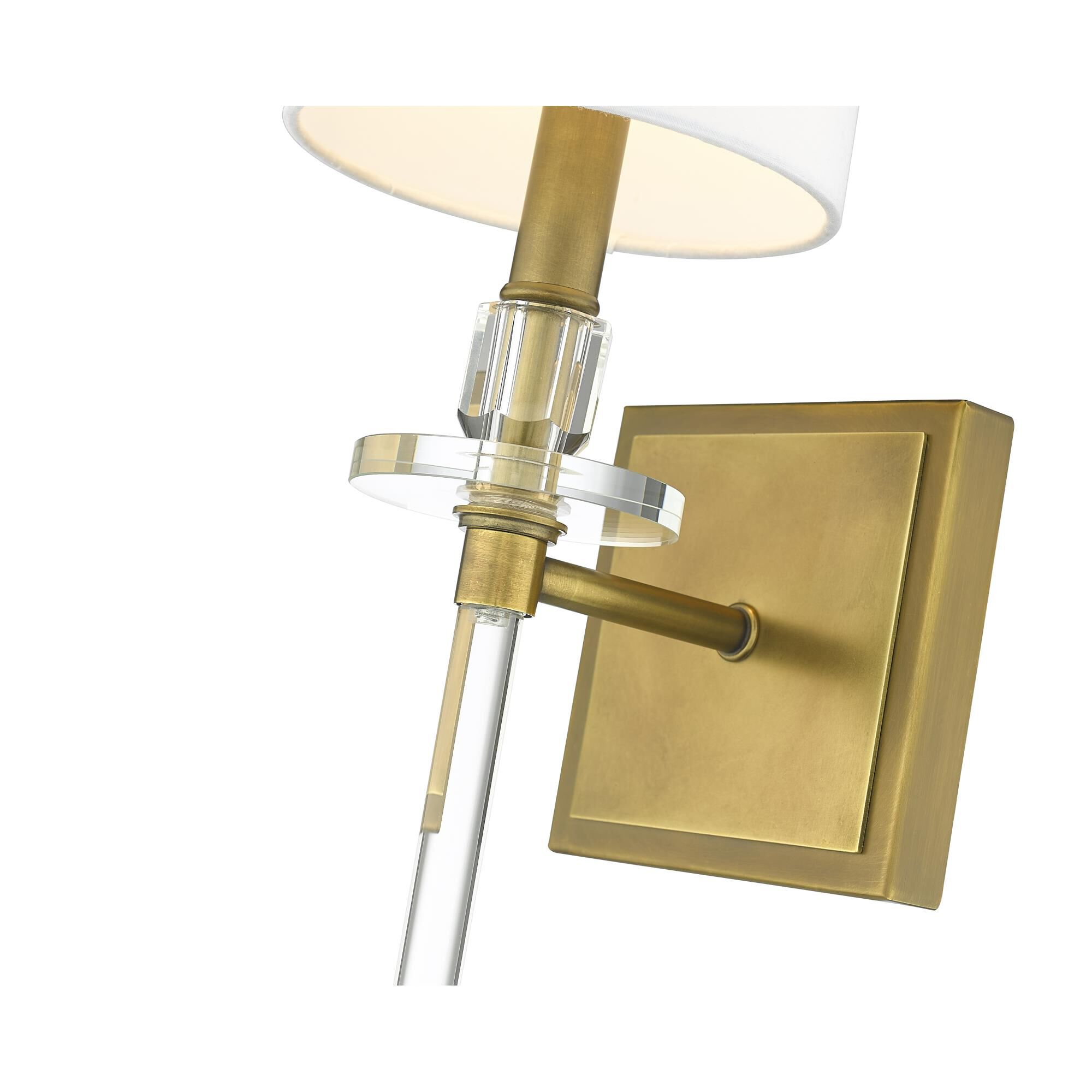 Shown in Rubbed Brass finish and Fabric glass and Fabric shade