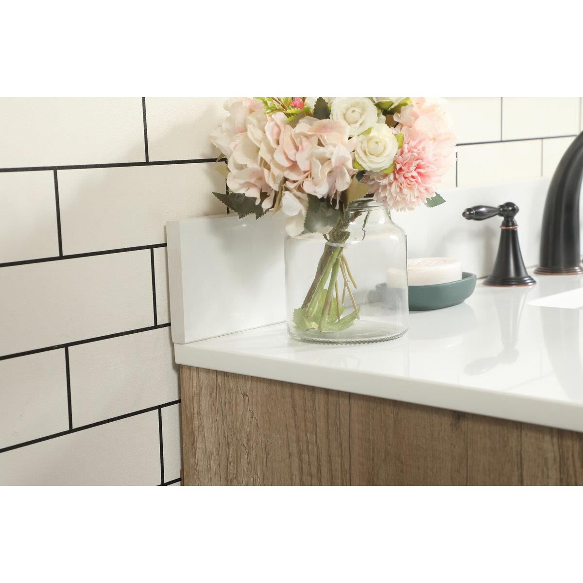 Shown in Natural Oak finish and With Backsplash accent