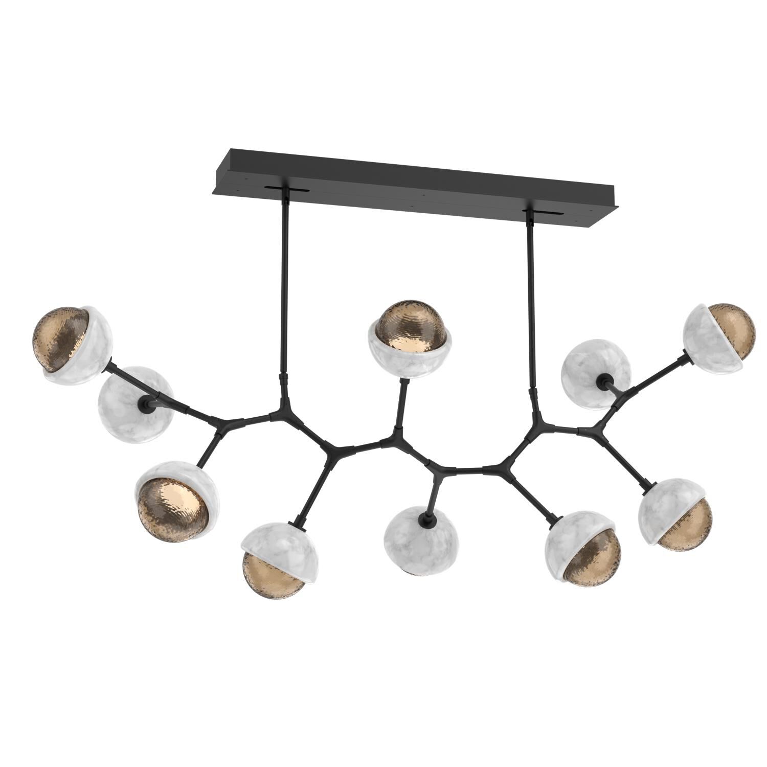 Shown in Matte Black finish and Bronze glass and White Marble accent