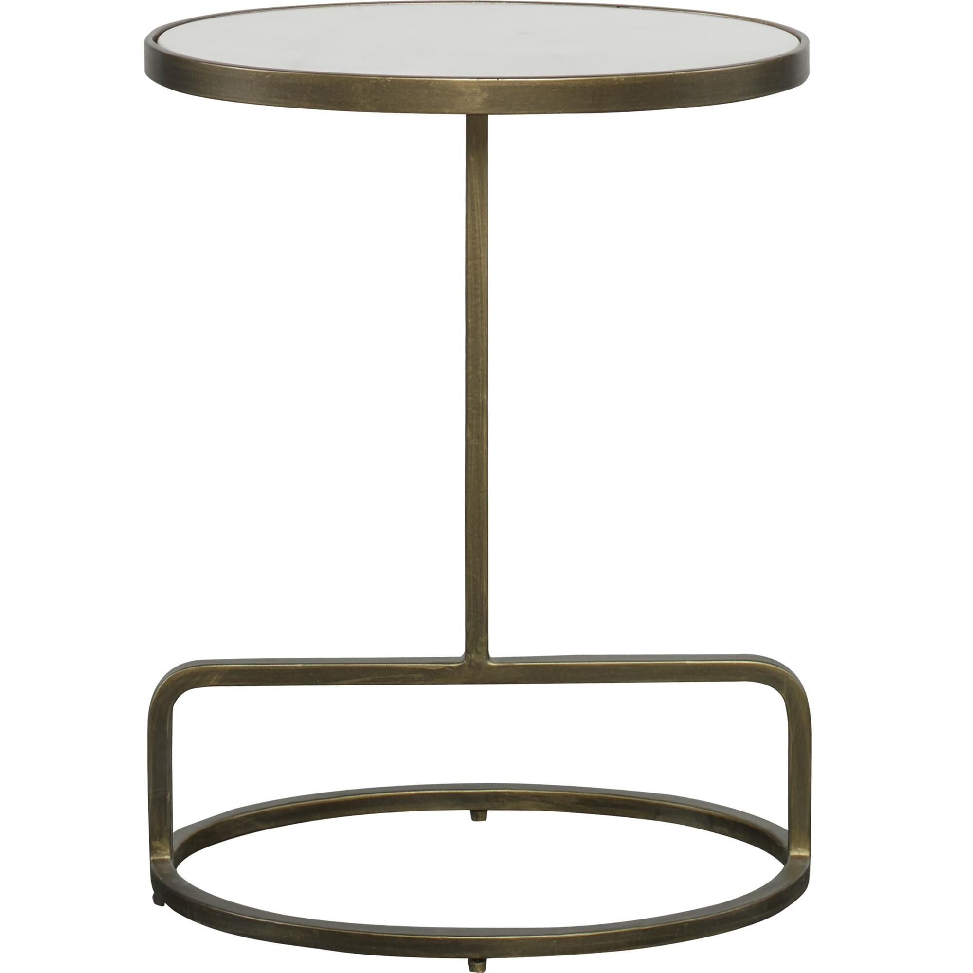 Shown in Showcasing A Clean-Lined Design, This Accent Table Features An Inset Oval-Shaped Honed White Marble  finish