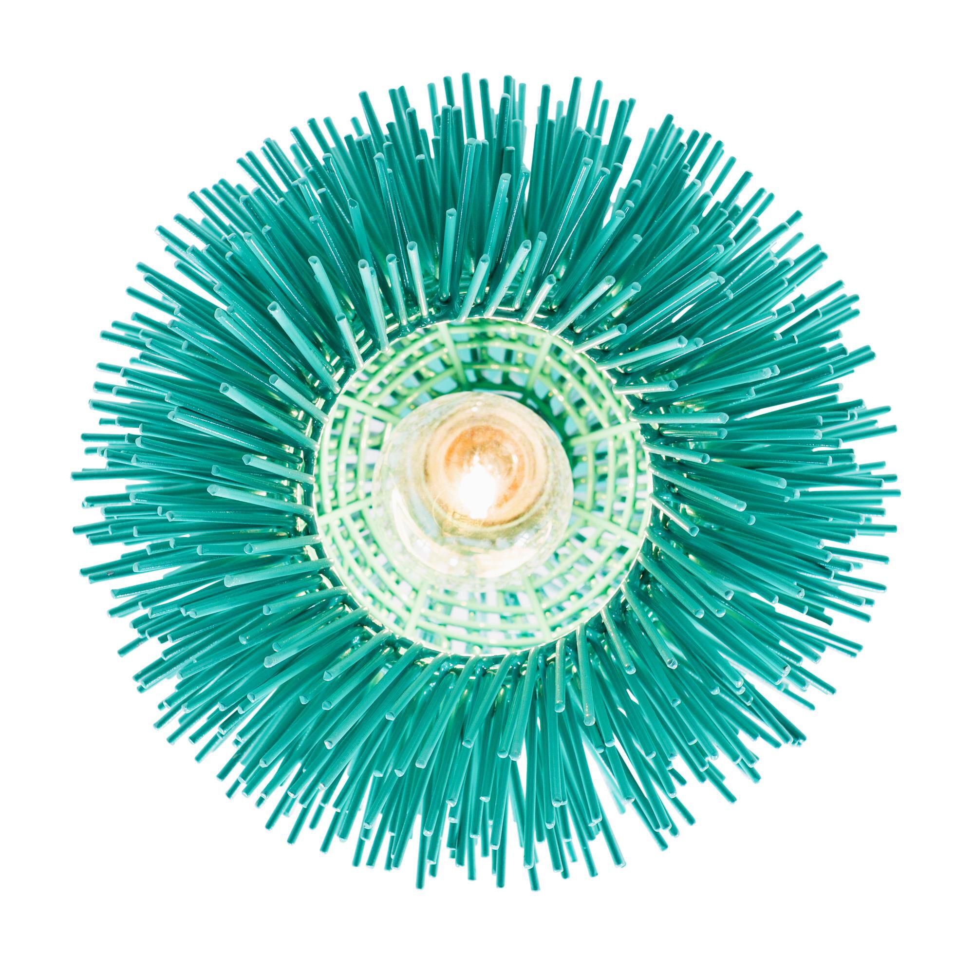 Shown in Aqua Velvet finish and Recycled Steel shade