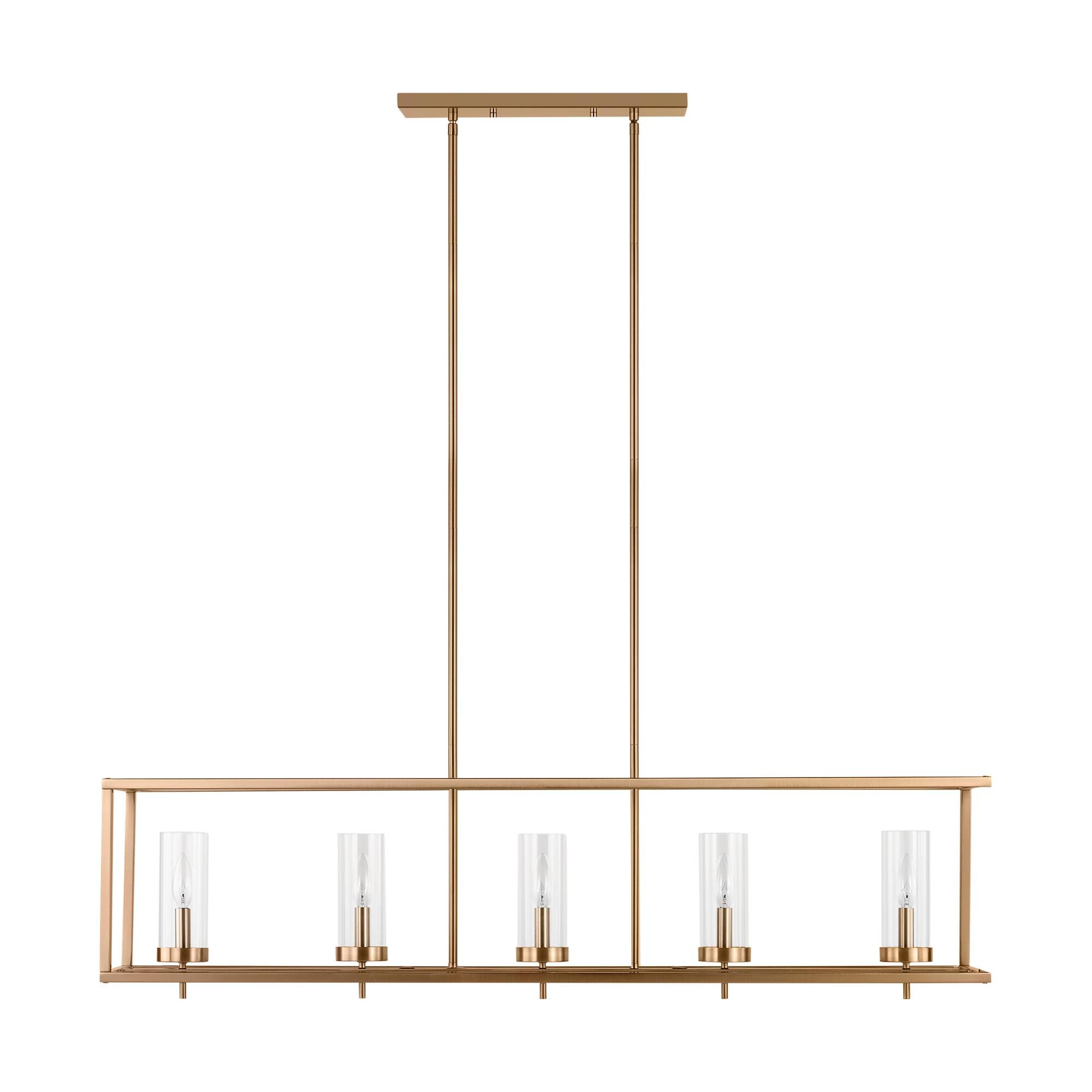 Shown in Satin Brass finish and Clear Glass s shade