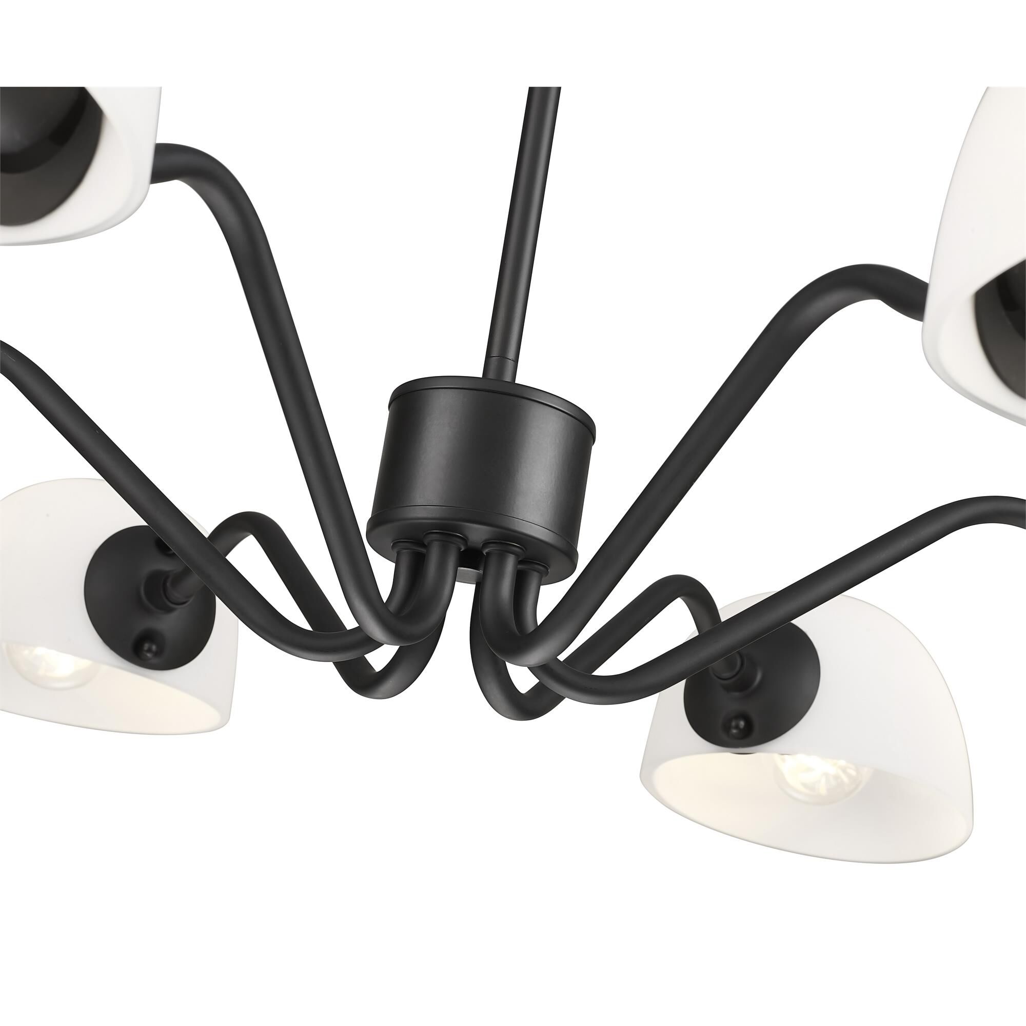 Shown in Matte Black finish and White glass