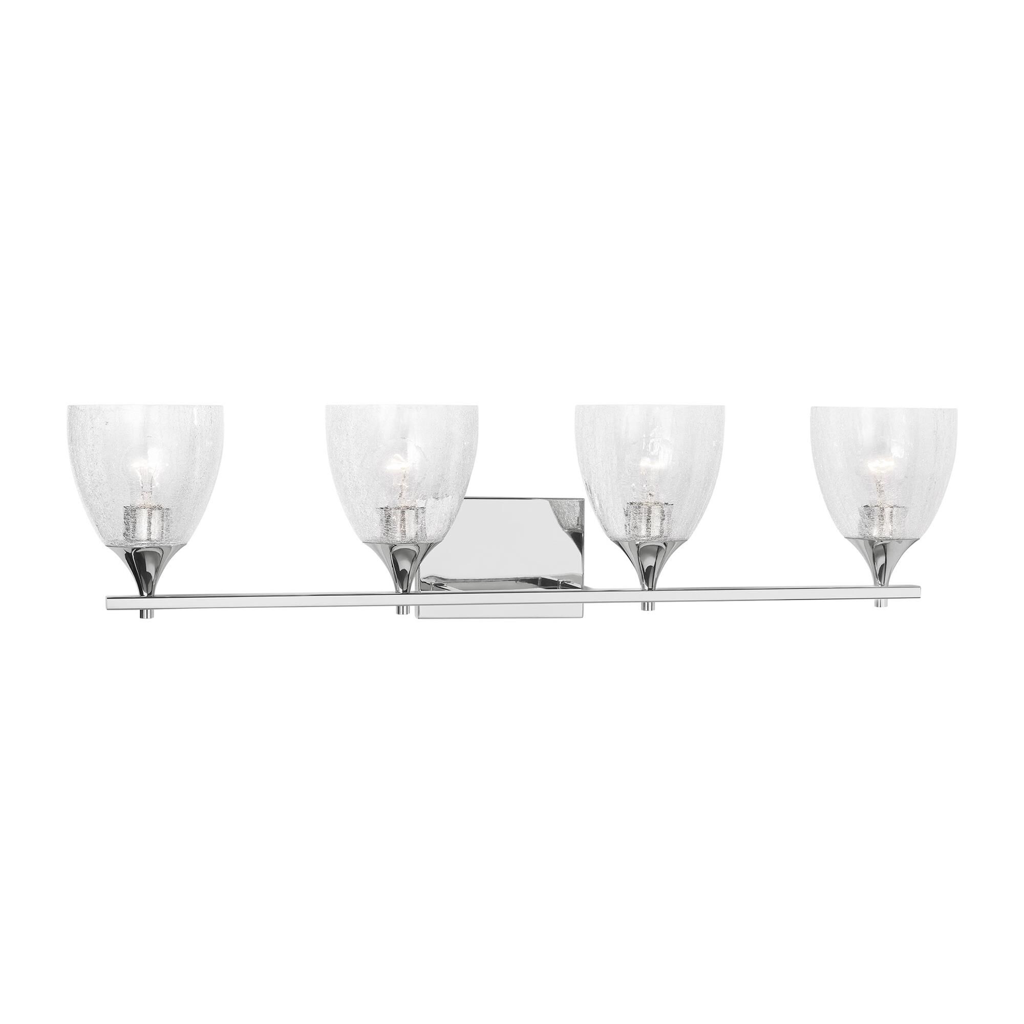 Shown in Chrome finish and Clear Crackle glass