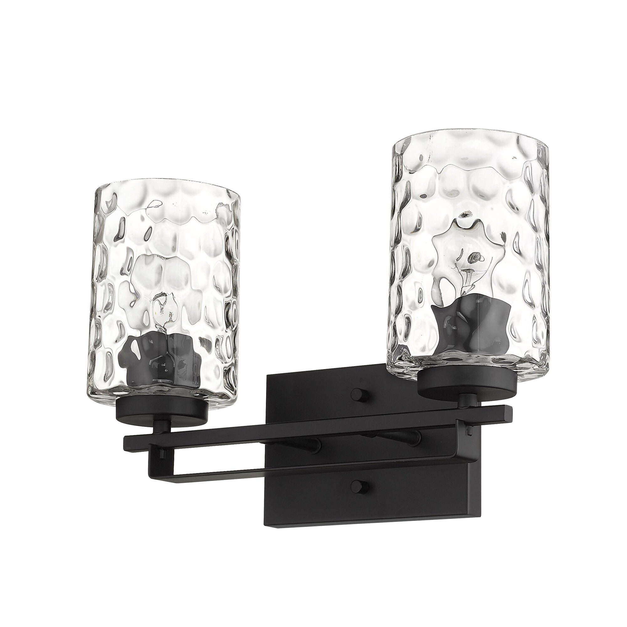 Shown in Matte Black finish and Clear glass and Clear, Optic Cylindrical Glass shade