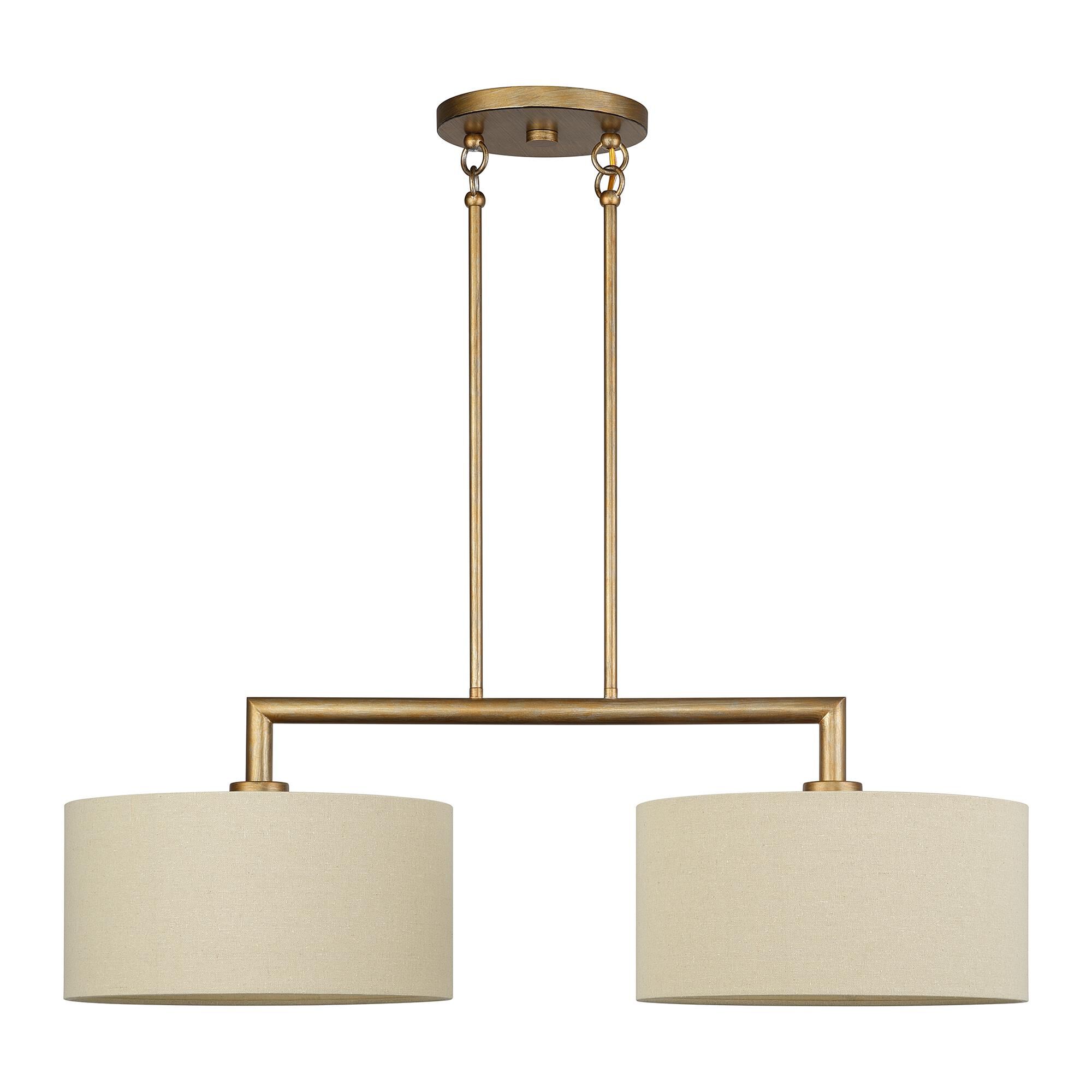 Shown in Antique Gold Leaf finish and Hand Crafted Parchment Color Hardback Fabric shade