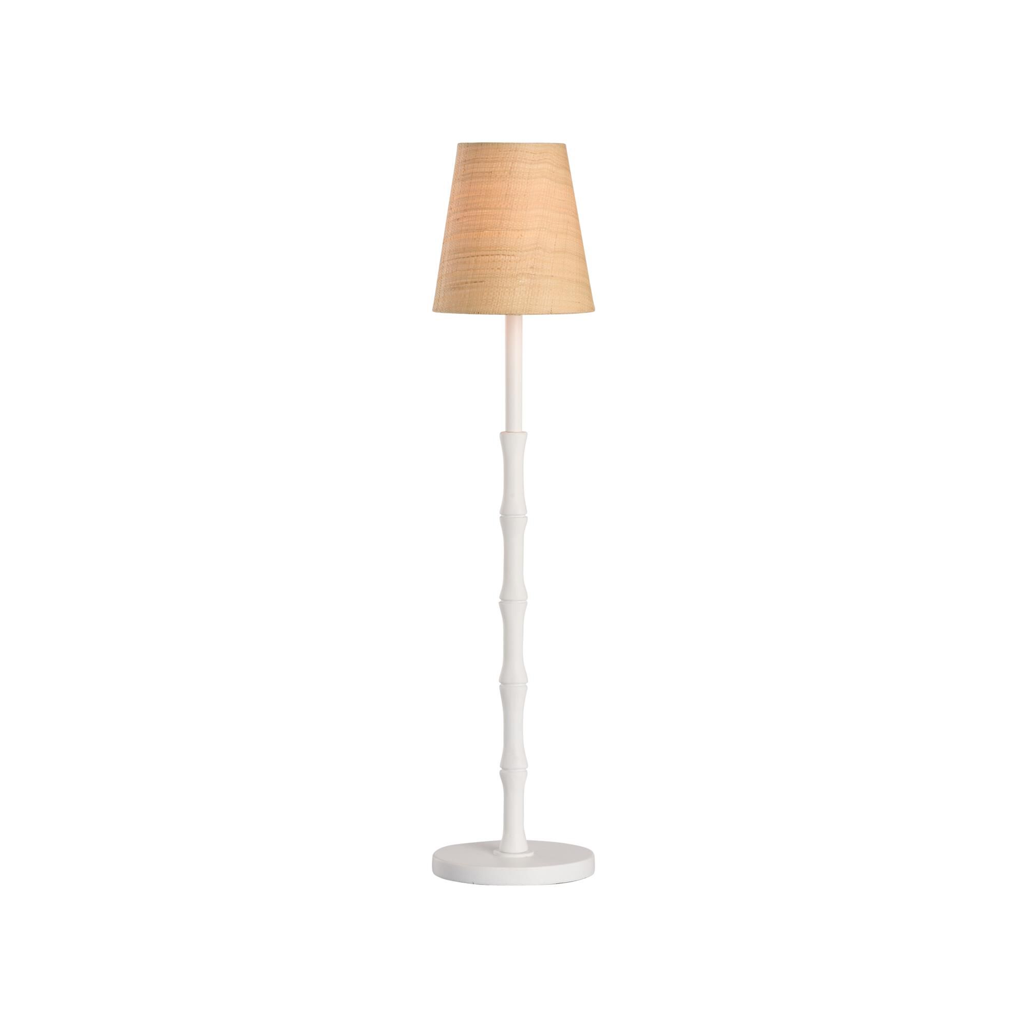 Shown in White and Cream finish and Raffia shade