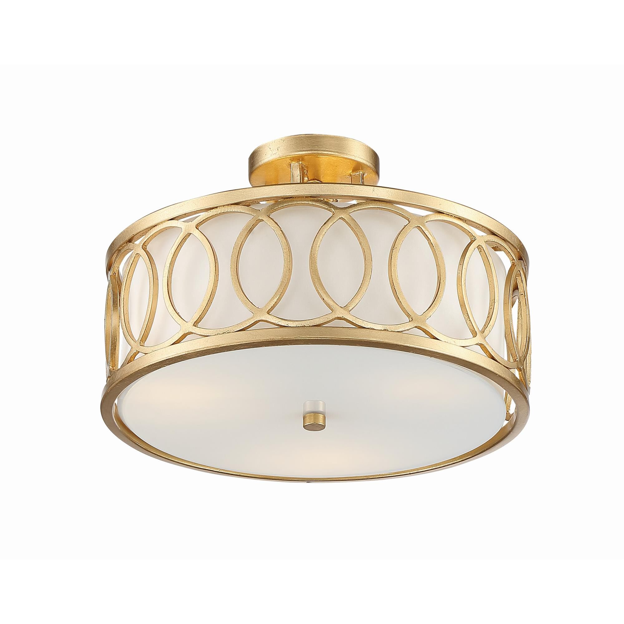 Shown in Antique Gold finish and Silk glass and White shade