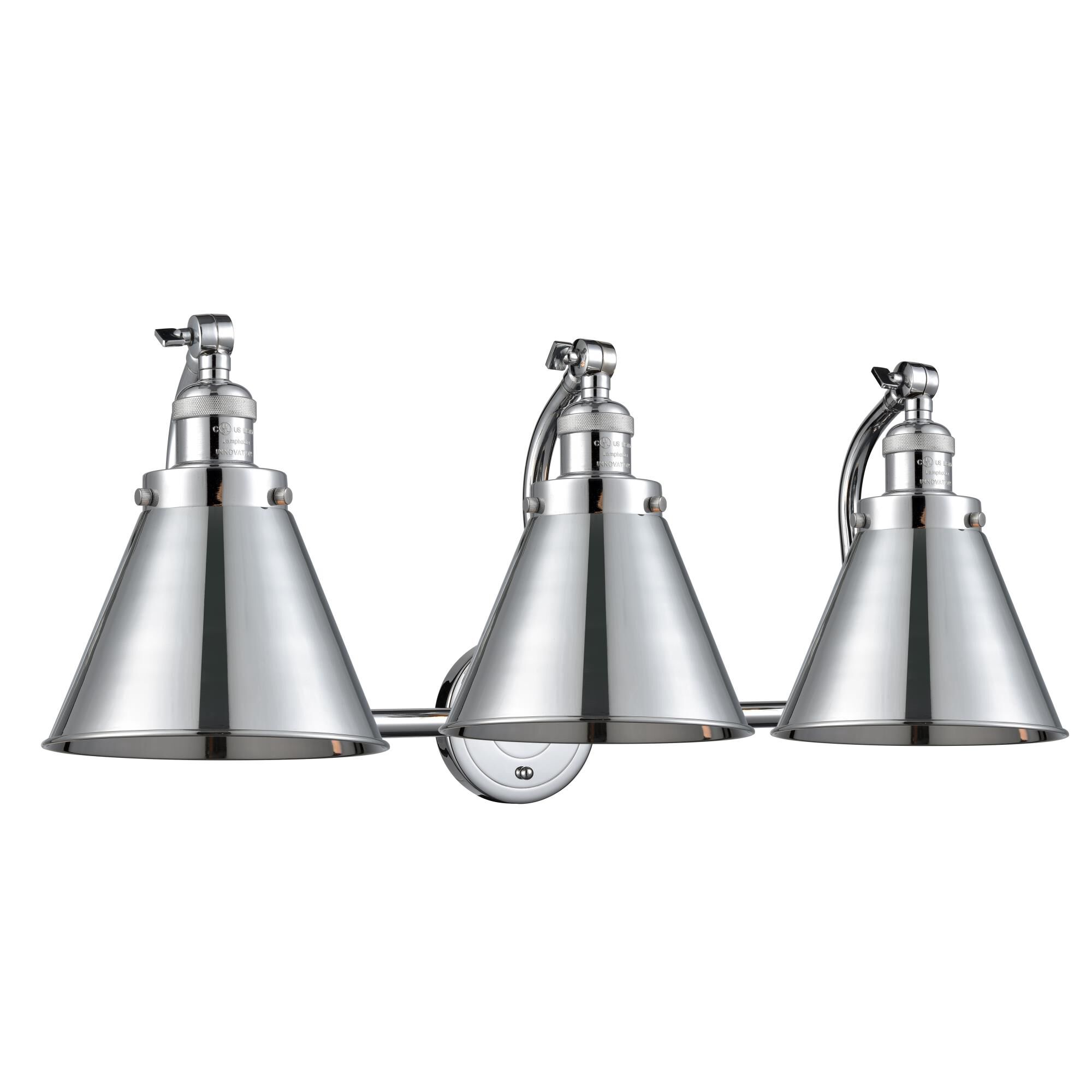 Shown in Polished Chrome finish and Metal - Polished Chrome - Cone shade