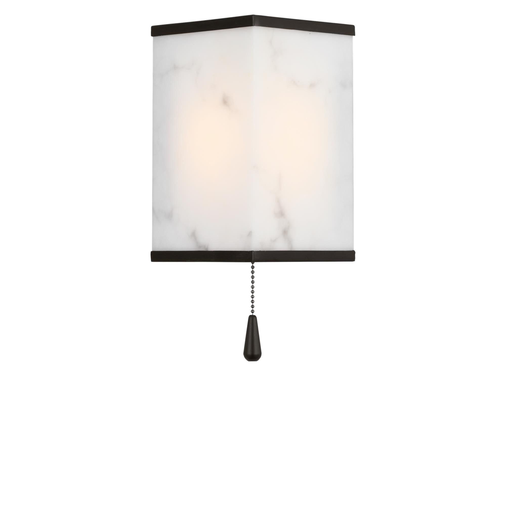 Shown in Aged Iron finish and Faux Alabaster shade