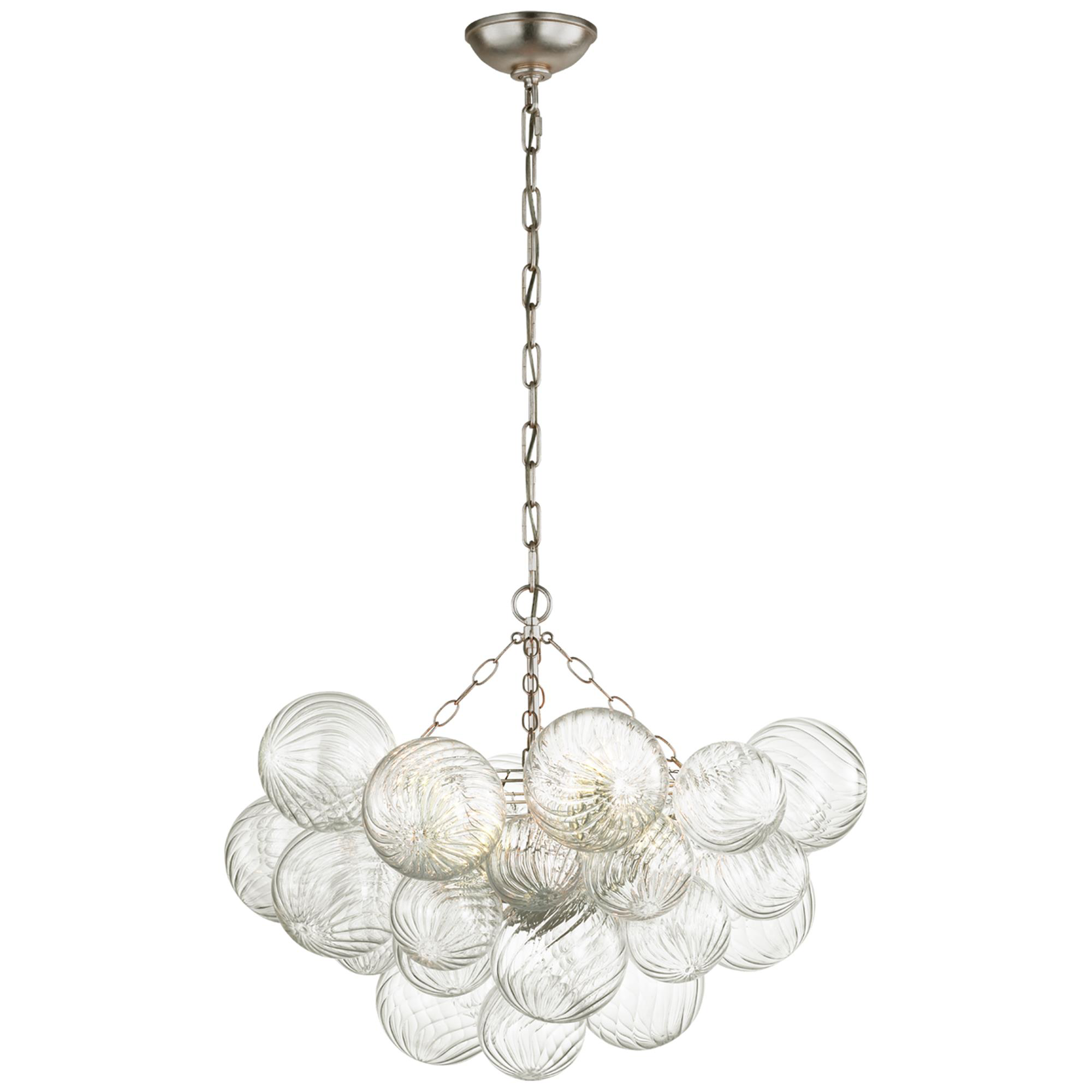 Shown in Burnished Silver Leaf finish and Clear glass