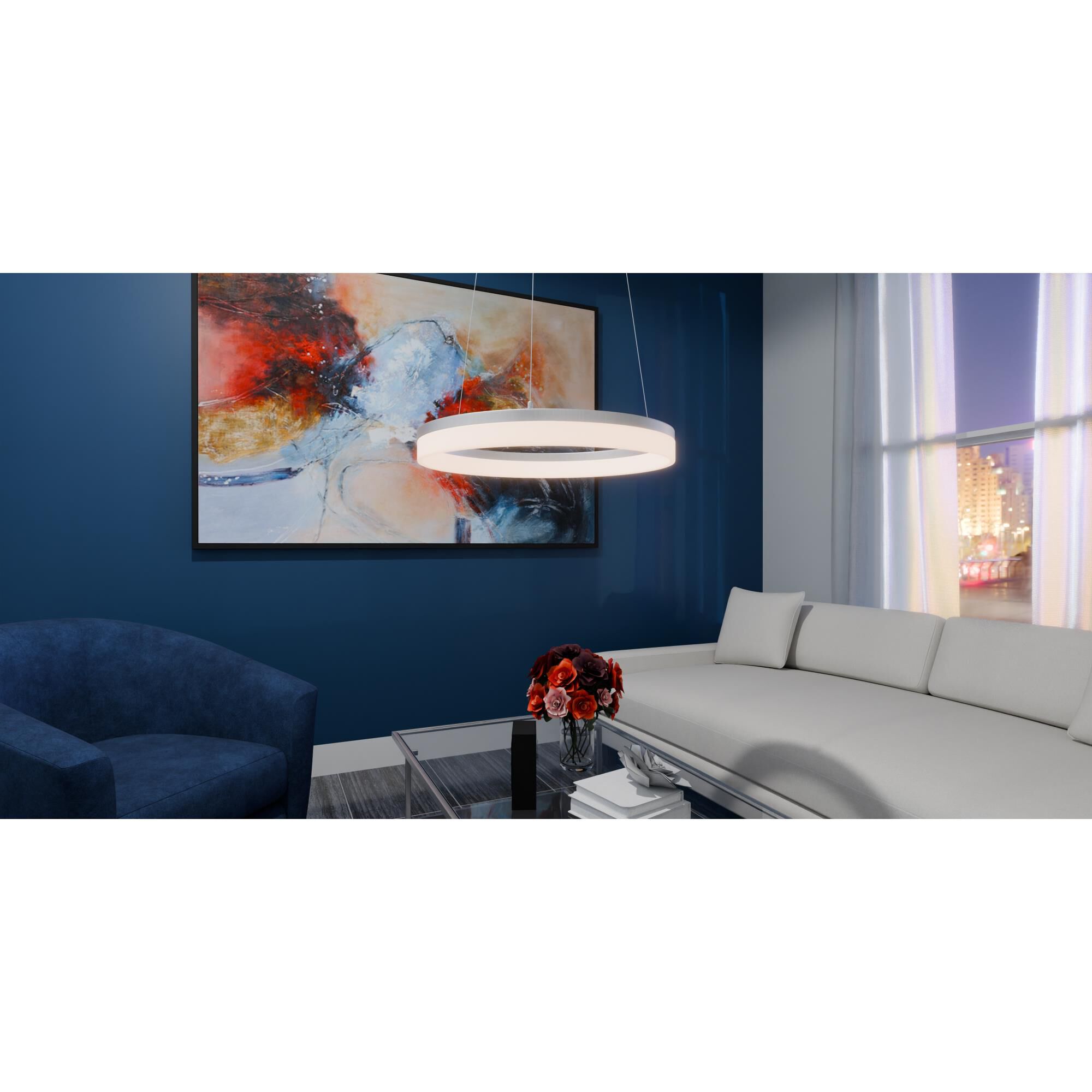 Shown in Brushed Nickel finish and White Acrylic glass