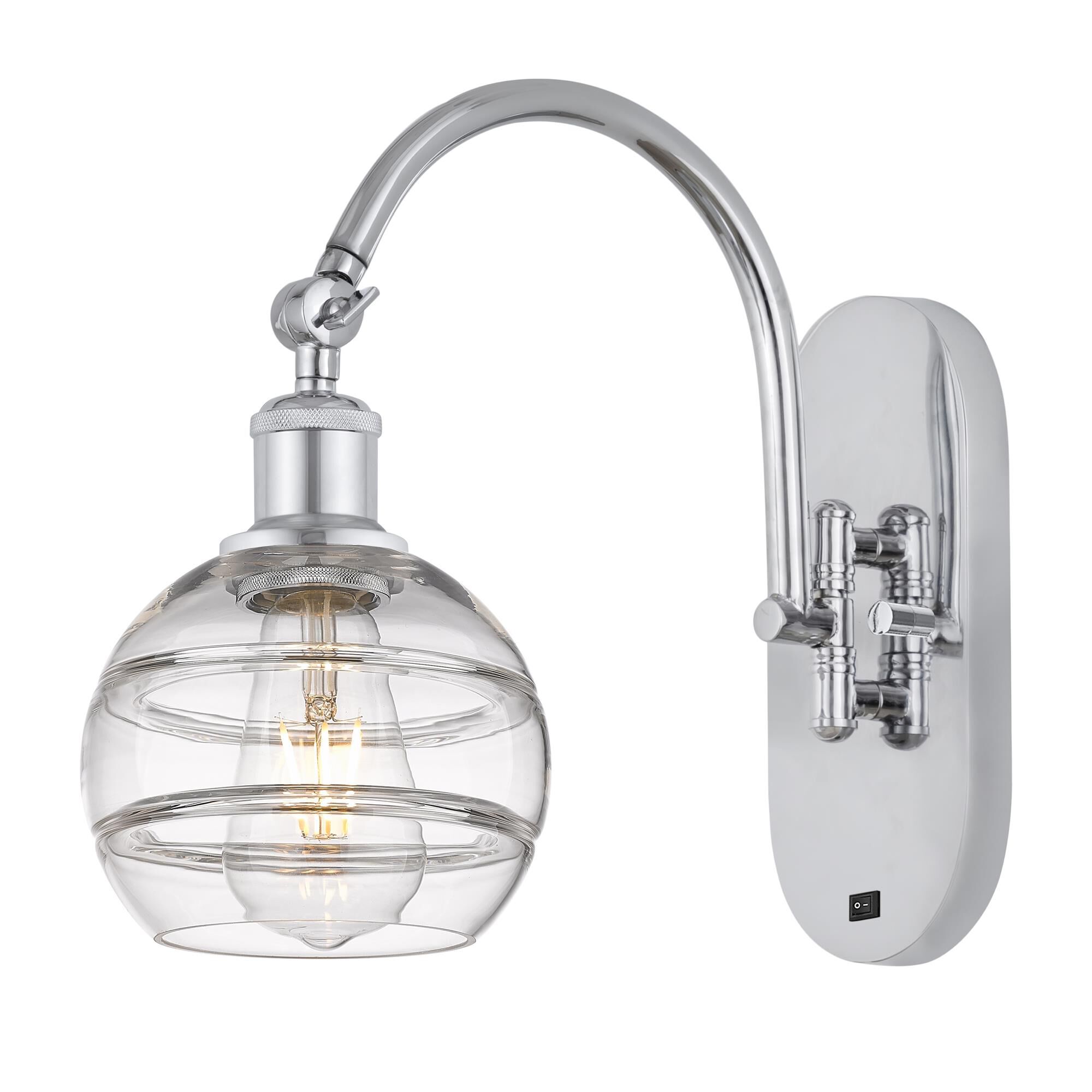 Shown in Polished Chrome finish and Clear glass