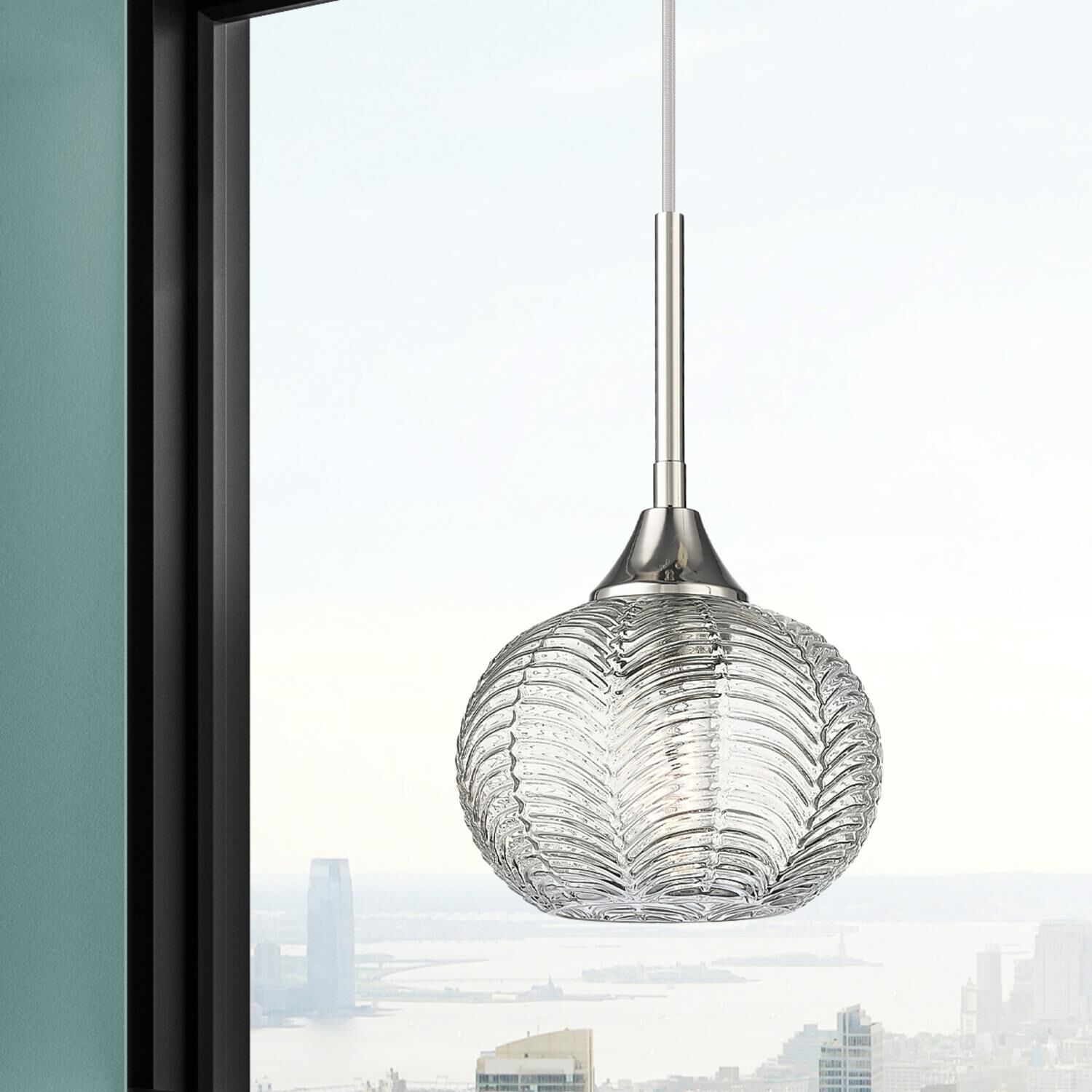 Shown in Polished Nickel finish and Clear glass