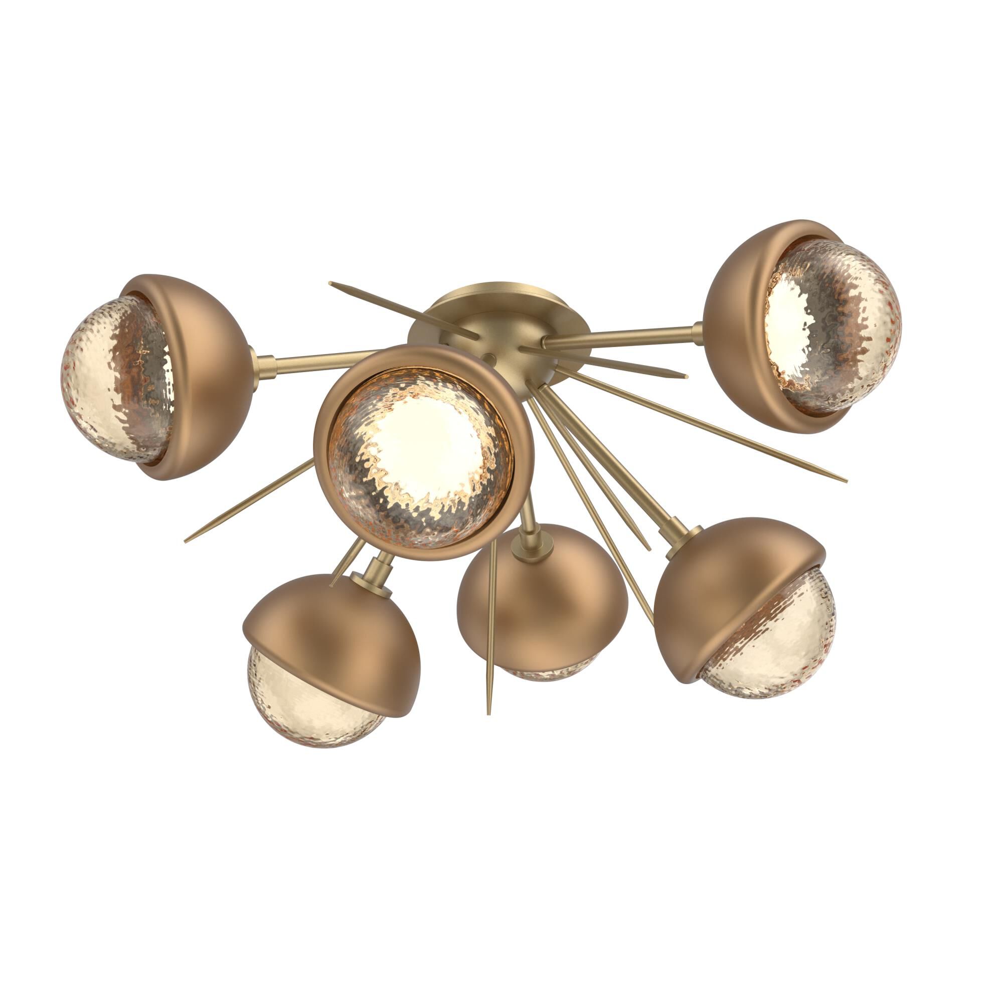 Shown in Gilded Brass finish and Amber glass and Novel Brass accent