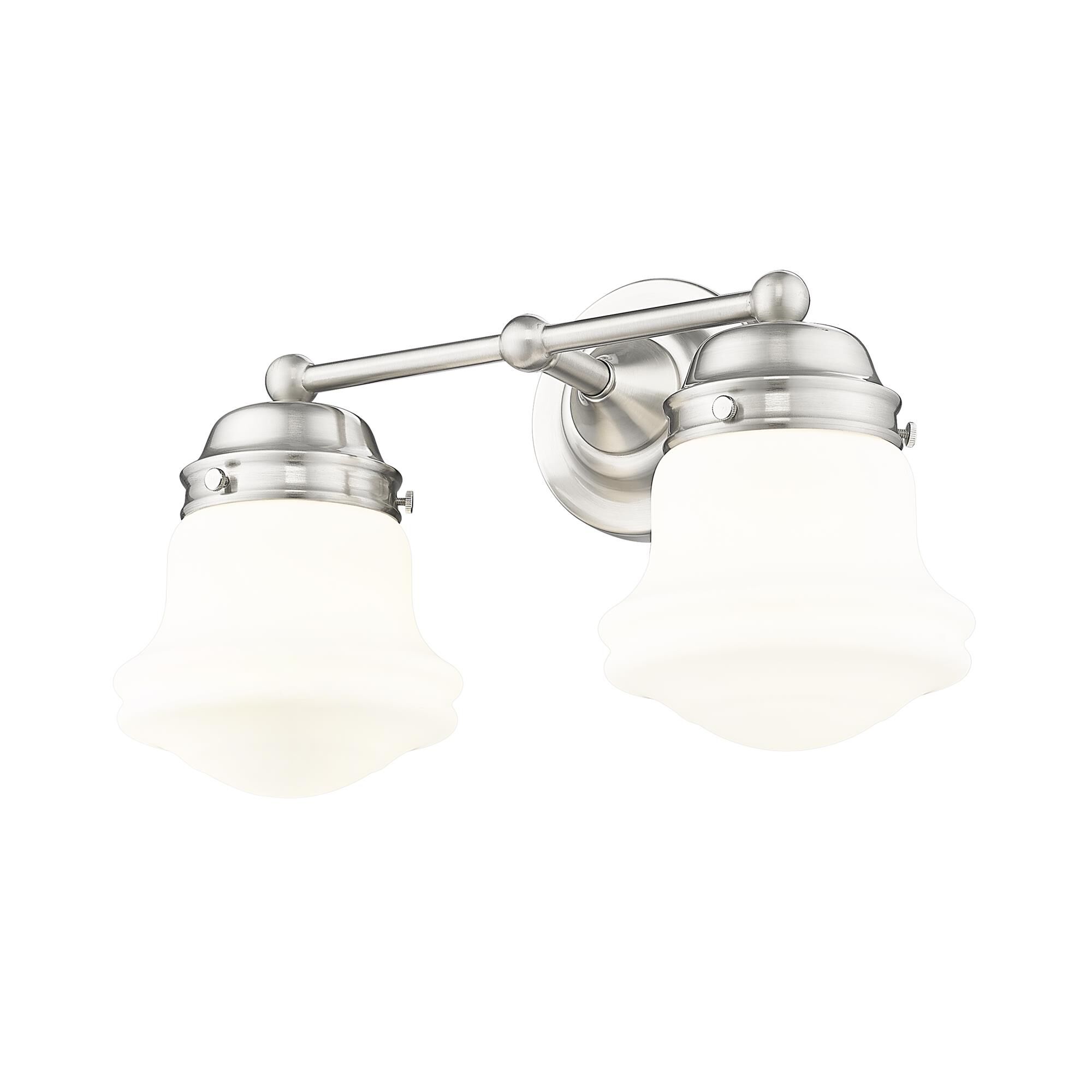 Shown in Brushed Nickel finish and Matte Opal glass and Matte Opal shade