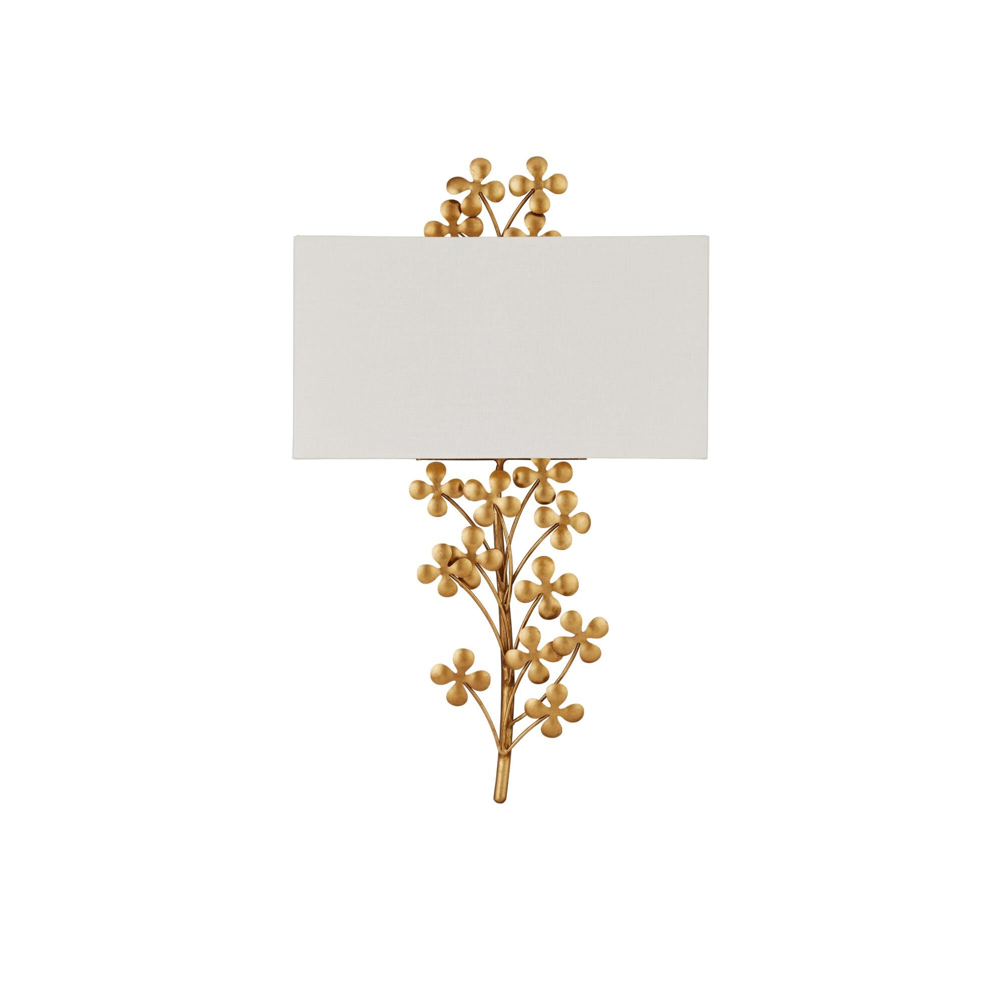 Shown in Contemporary Gold Leaf/Contemporary Gold finish and Light Eggshell Linen shade