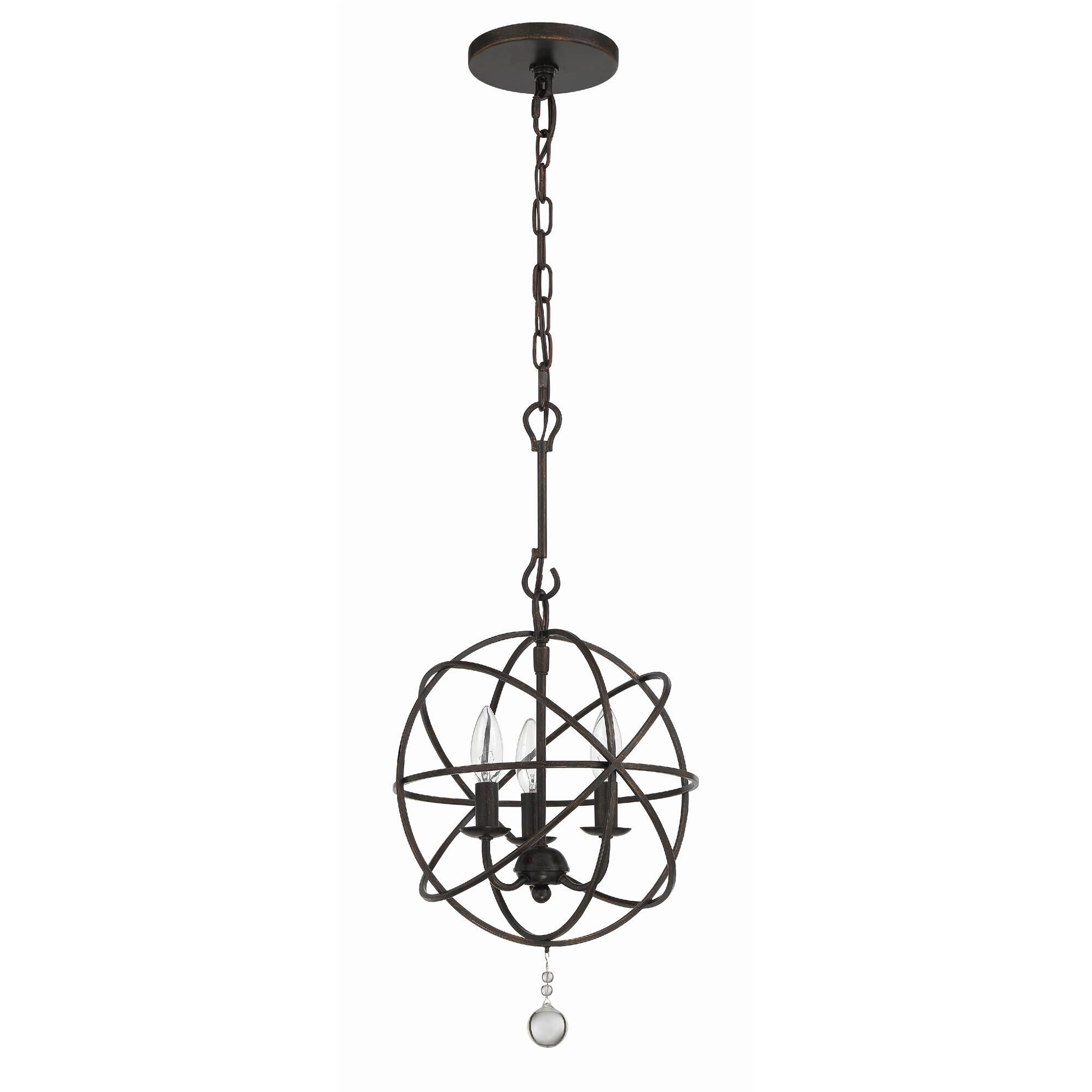 Shown in English Bronze finish and Clear Glass Drops crystal