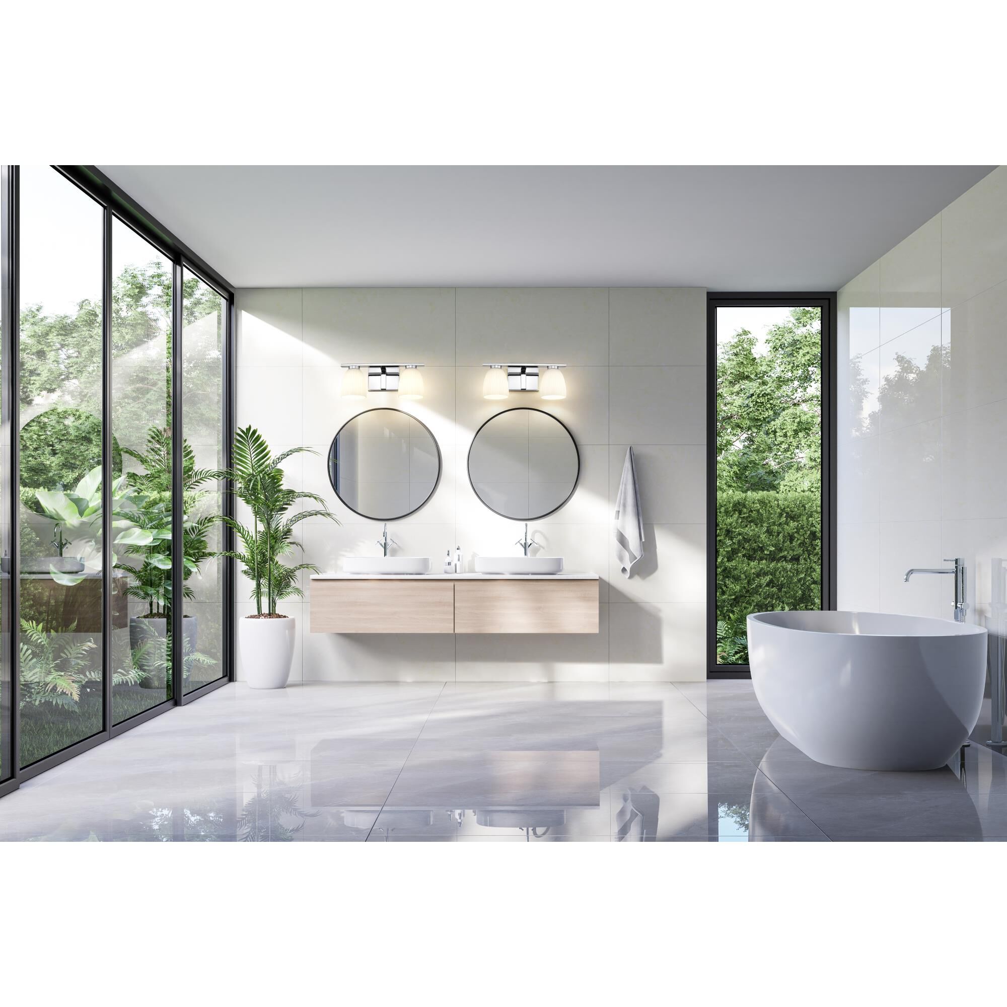 Shown in Chrome finish and Matte Opal glass and Matte Opal shade