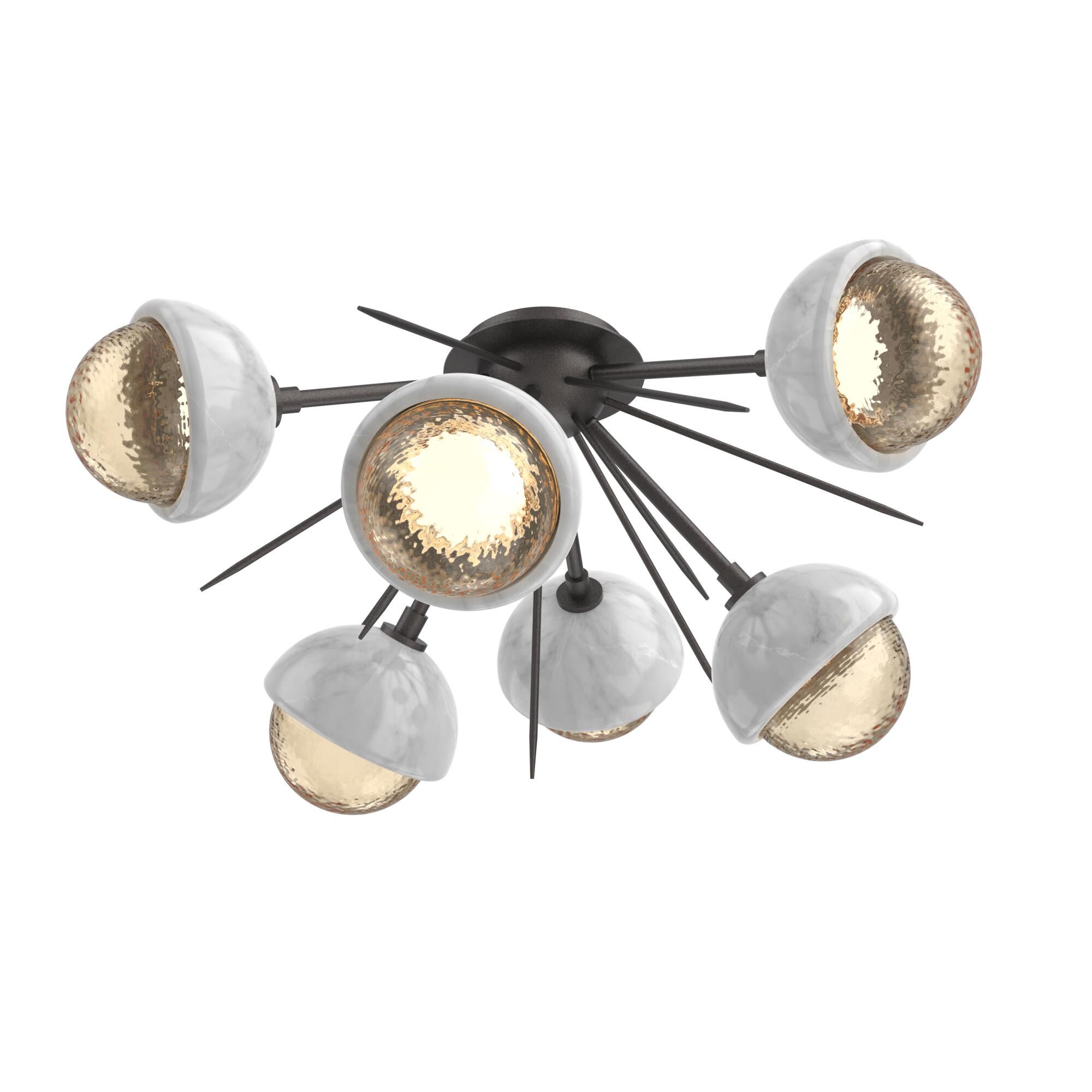 Shown in Graphite finish and Amber glass and White Marble accent