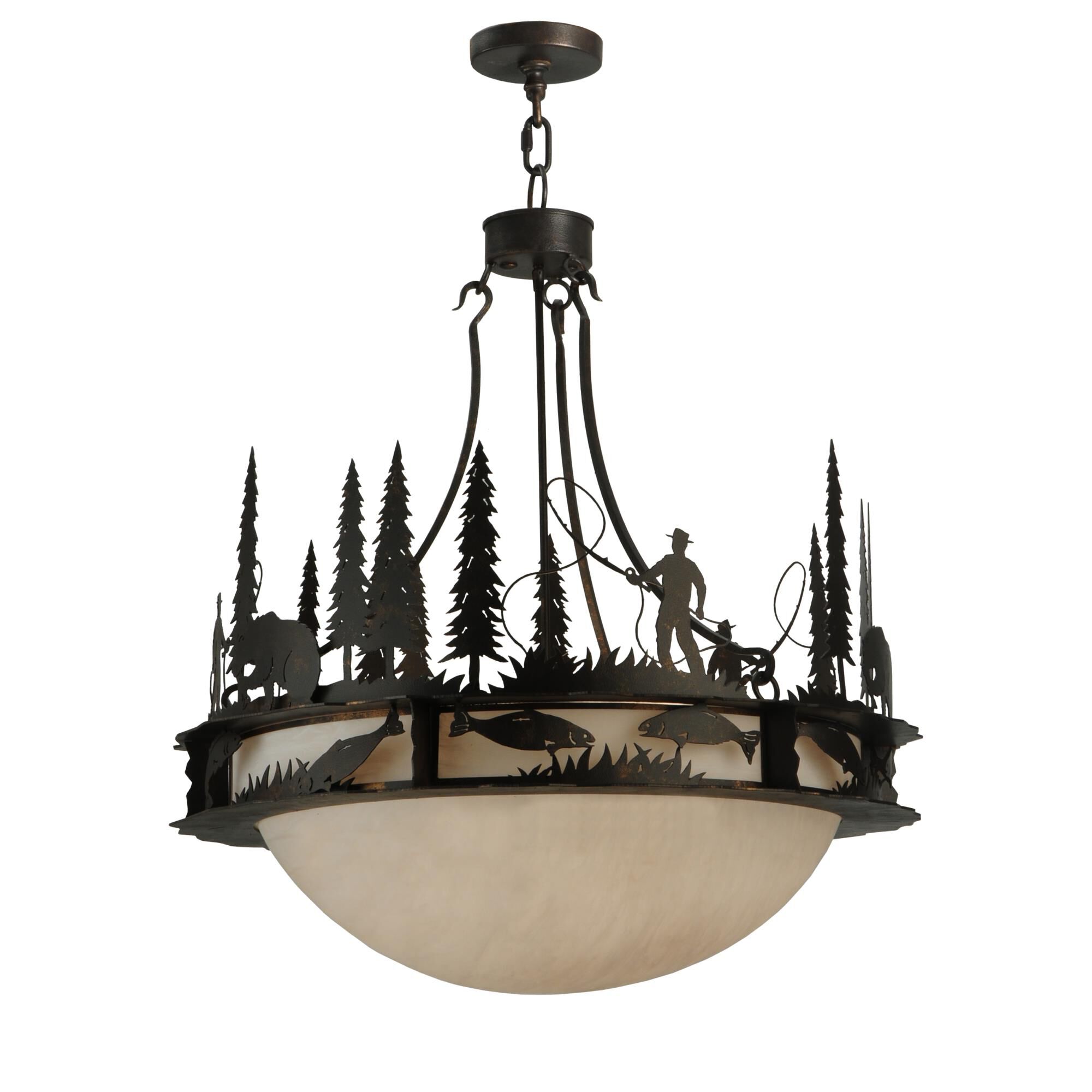 Fisherman Grizzly Bear 32 Inch Large Pendant by Meyda Lighting