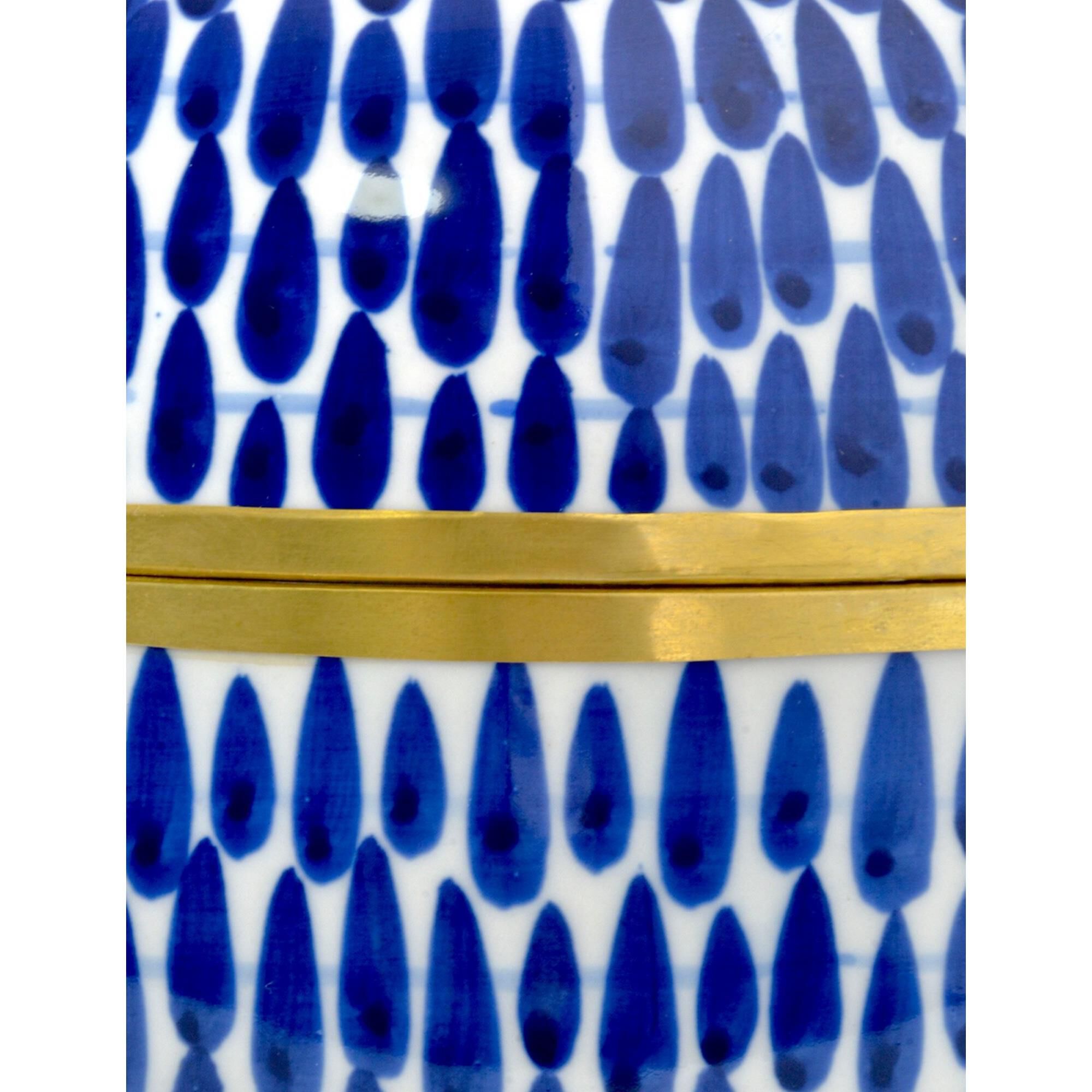 Shown in Blue, White, Brass finish