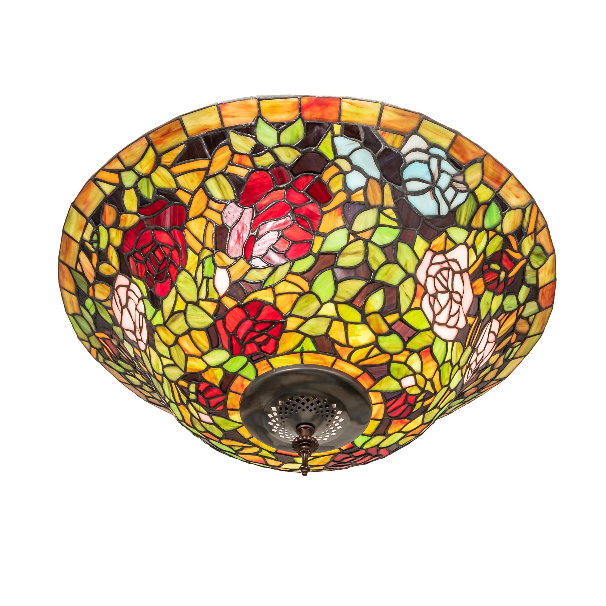 Tiffany Rosebush 19 Inch 1 Light Semi Flush Mount by Meyda Lighting