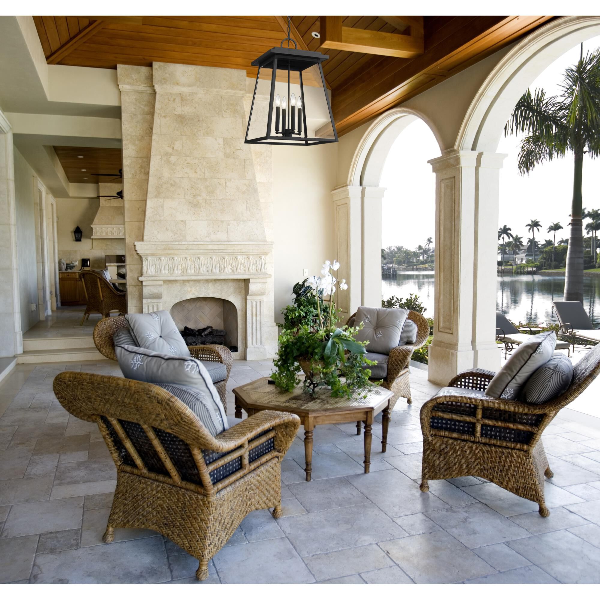 Shown in Black finish and Clear Beveled glass