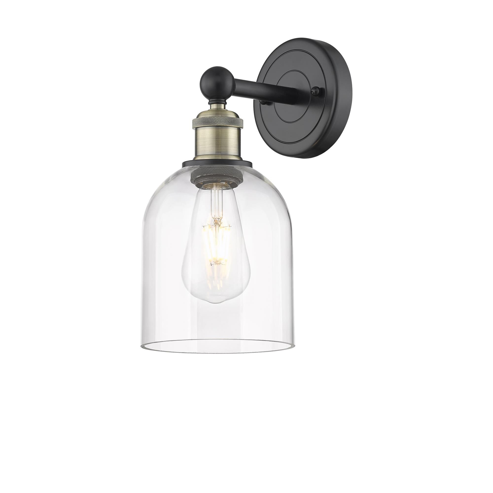 Shown in Black Antique Brass finish and Clear glass