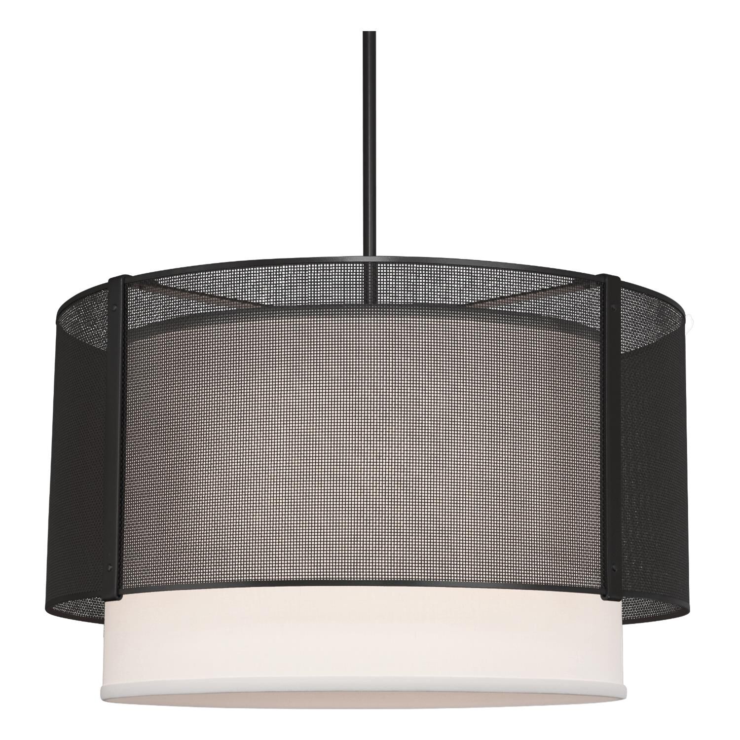Shown in Matte Black finish and No Glass glass and White Linen shade