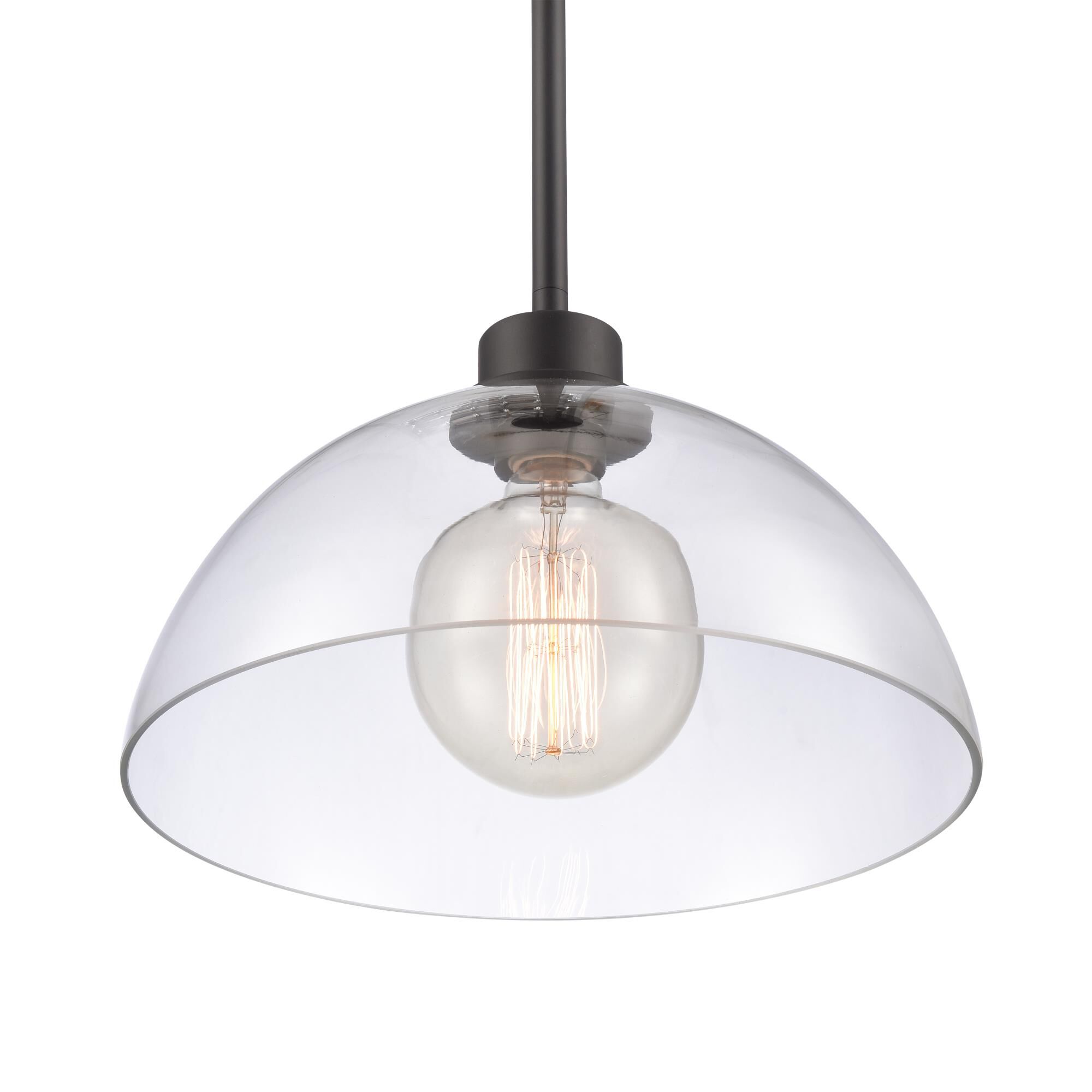 Shown in Matte Black finish and Clear Handblown  Shade glass and Clear Handblown Glass shade