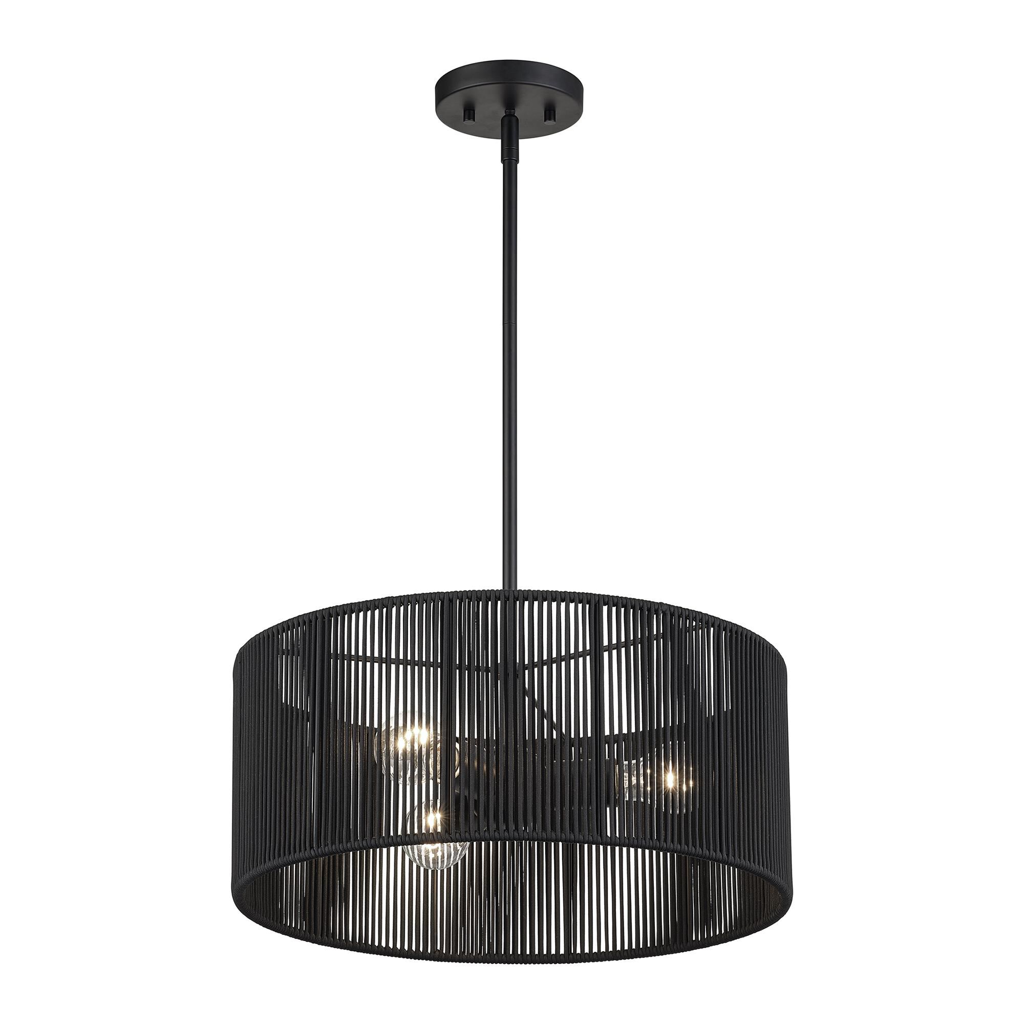 Shown in Black finish and Hand-Woven Parisian Night Color Polyester Rope shade