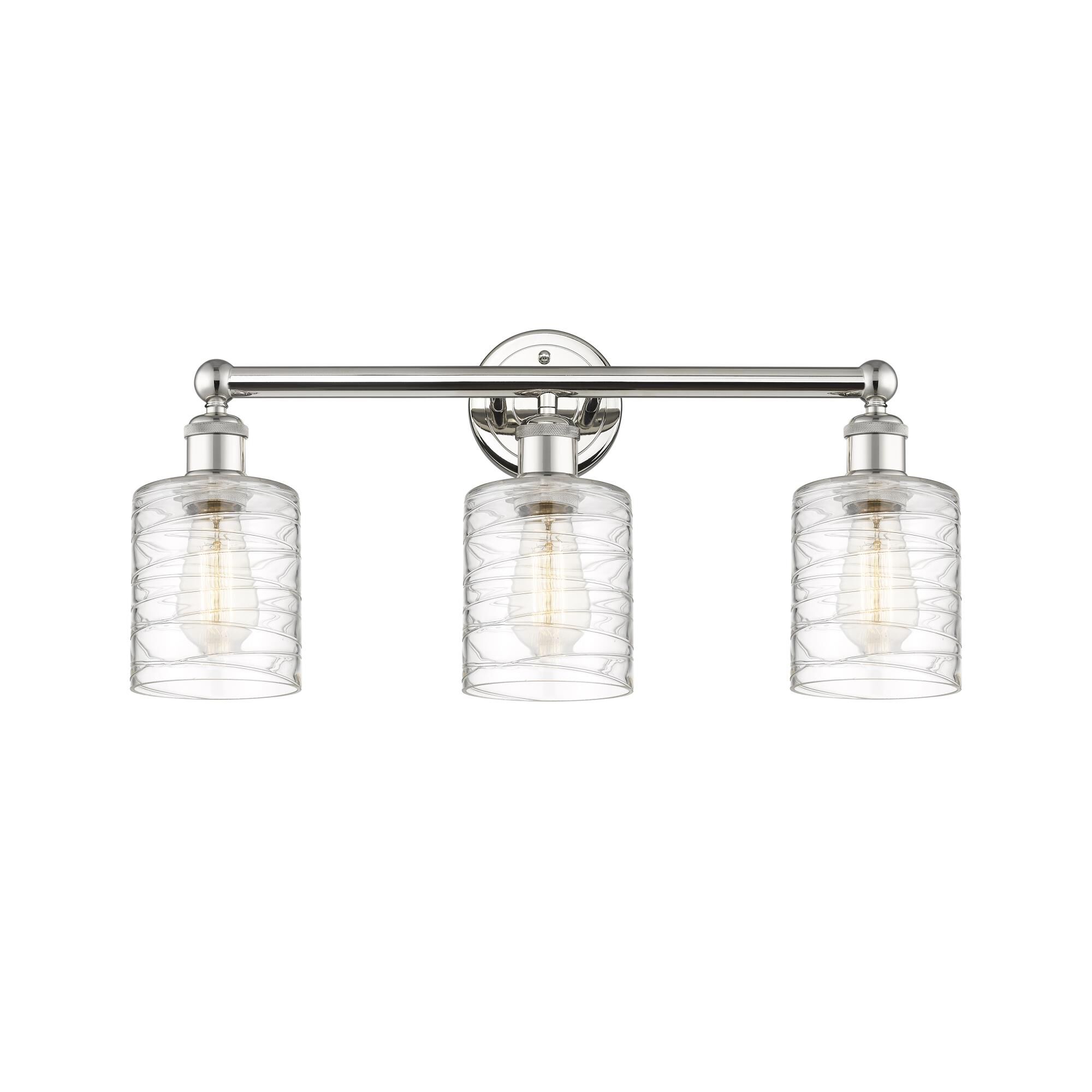 Shown in Polished Nickel finish and Deco Swirl glass