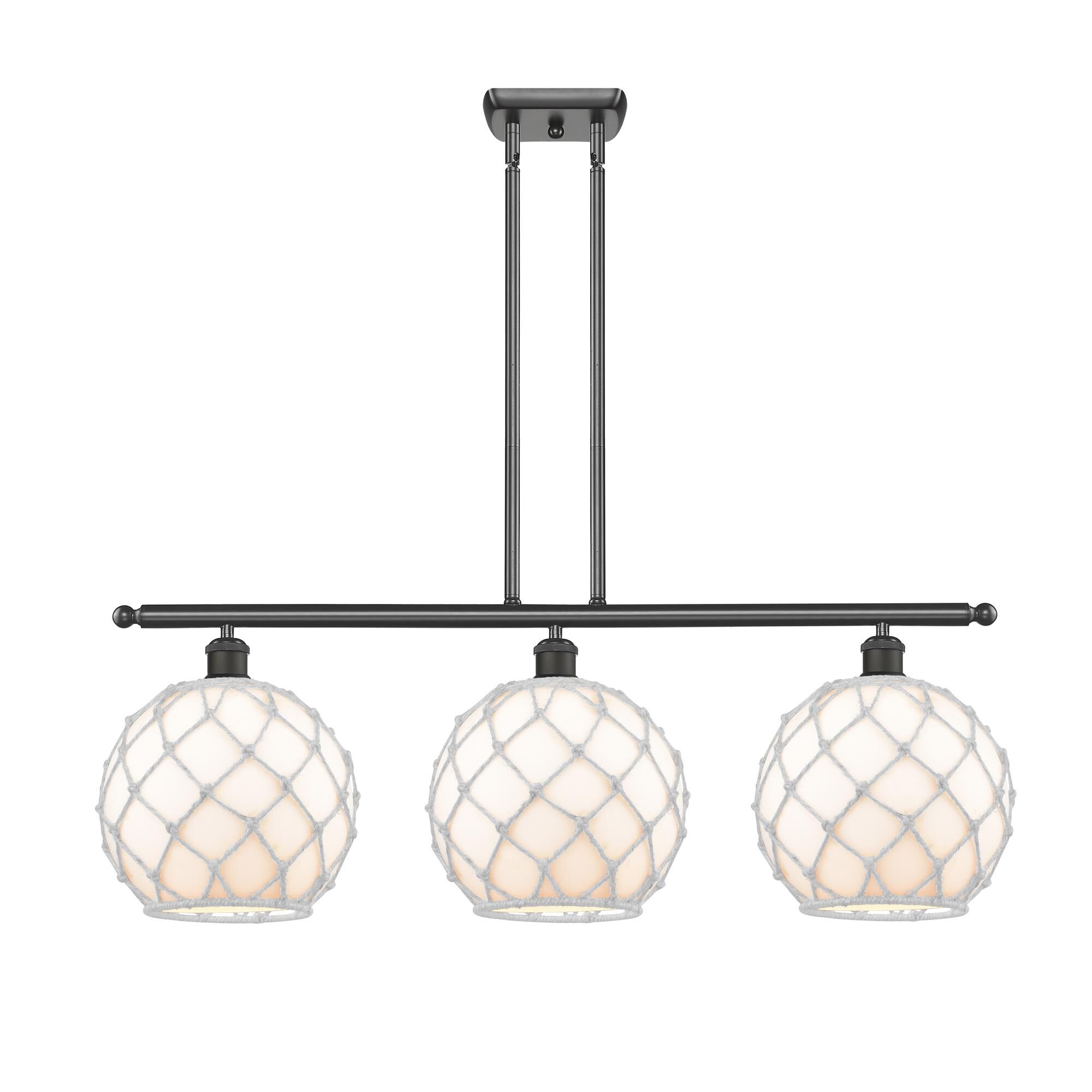 Shown in Oil Rubbed Bronze finish and Sphere glass and Glass And Rope shade