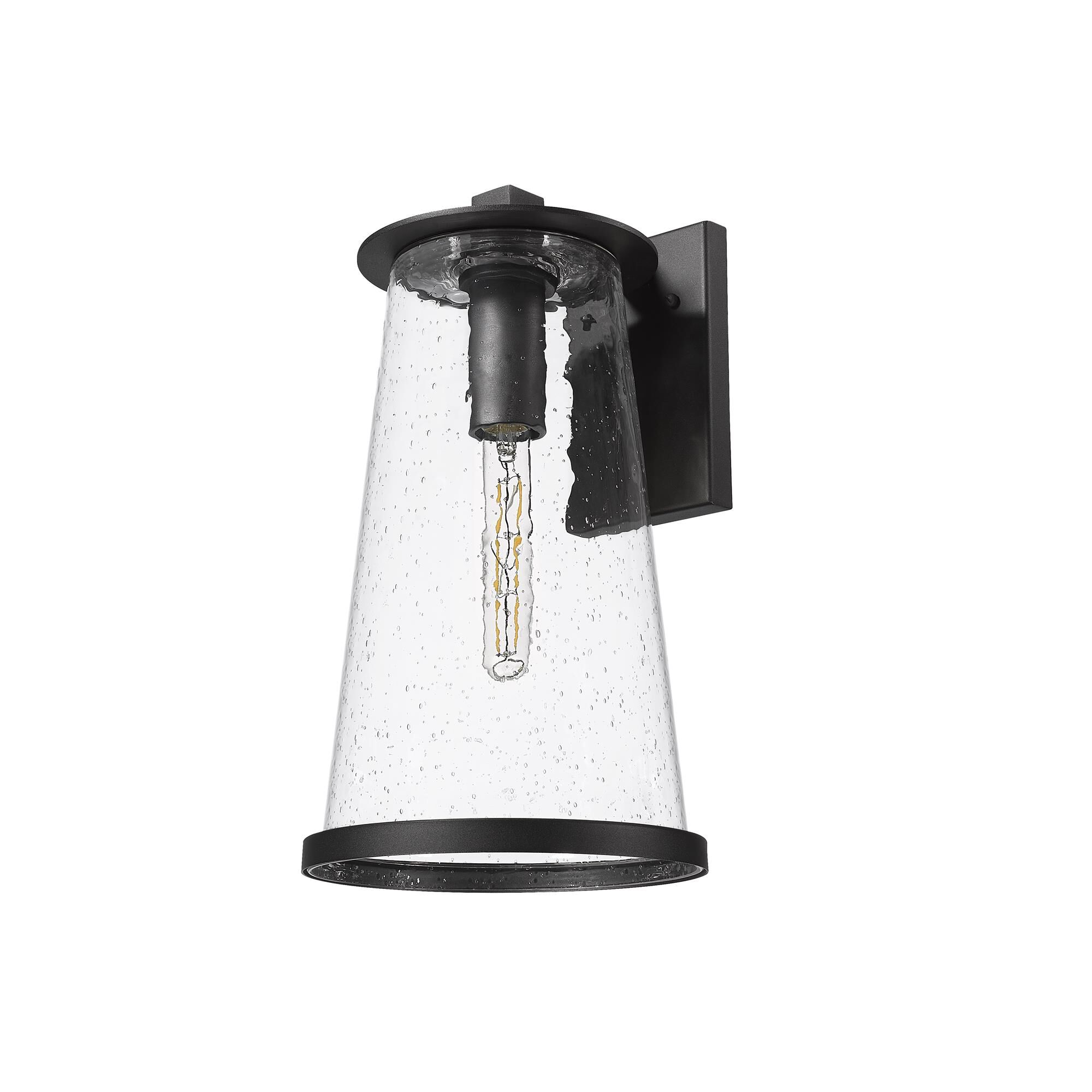 Shown in Sand Black finish and Clear Seedy glass