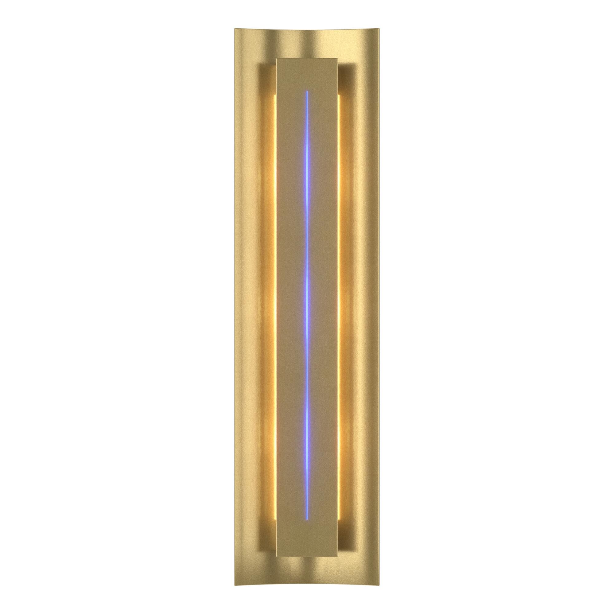 Shown in Modern Brass finish and Blue glass