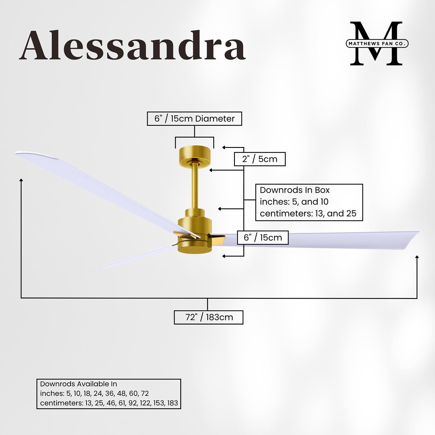 Alessandra 72 Inch Ceiling Fan by Matthews Fan Company