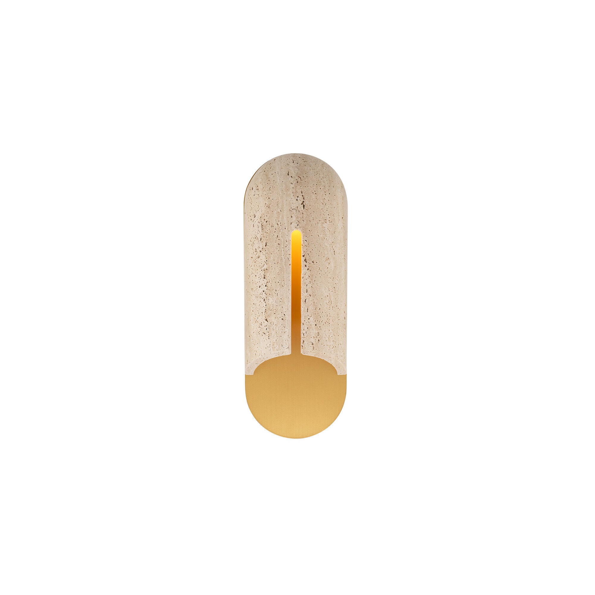 Shown in Beige Travertine and Aged Brass finish