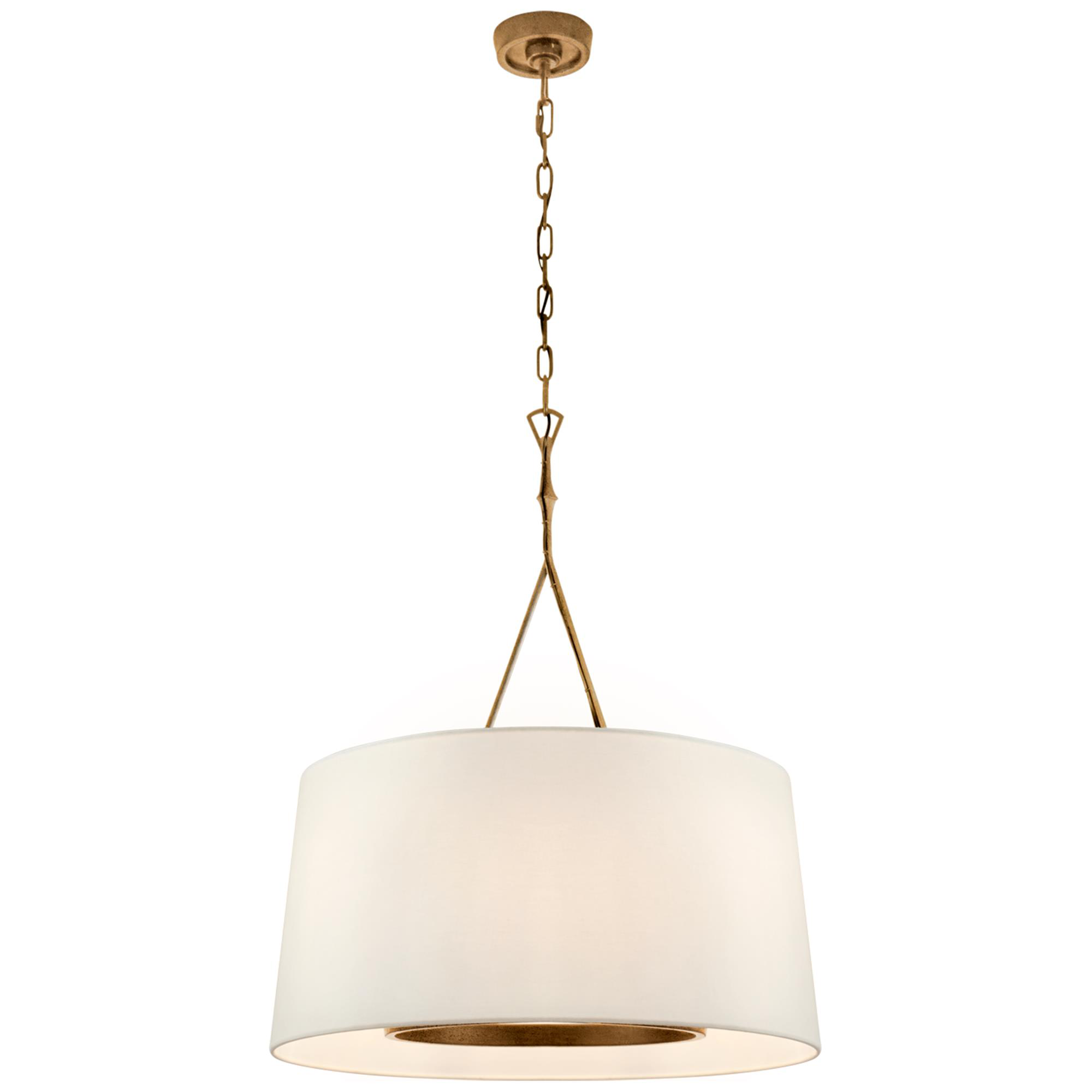 Shown in Gilded Iron finish and Linen shade