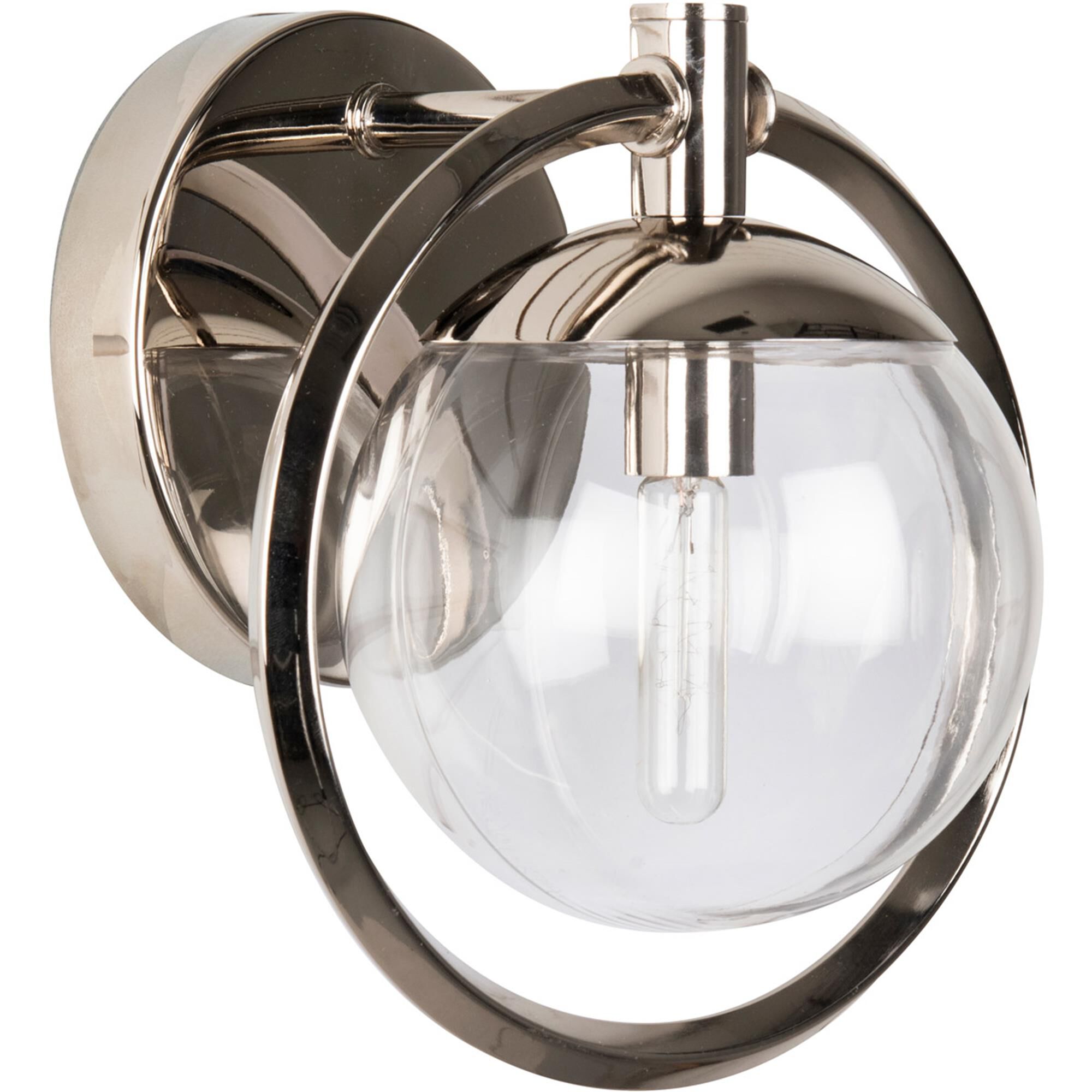 Shown in Polished Nickel finish and Clear glass and Glass shade