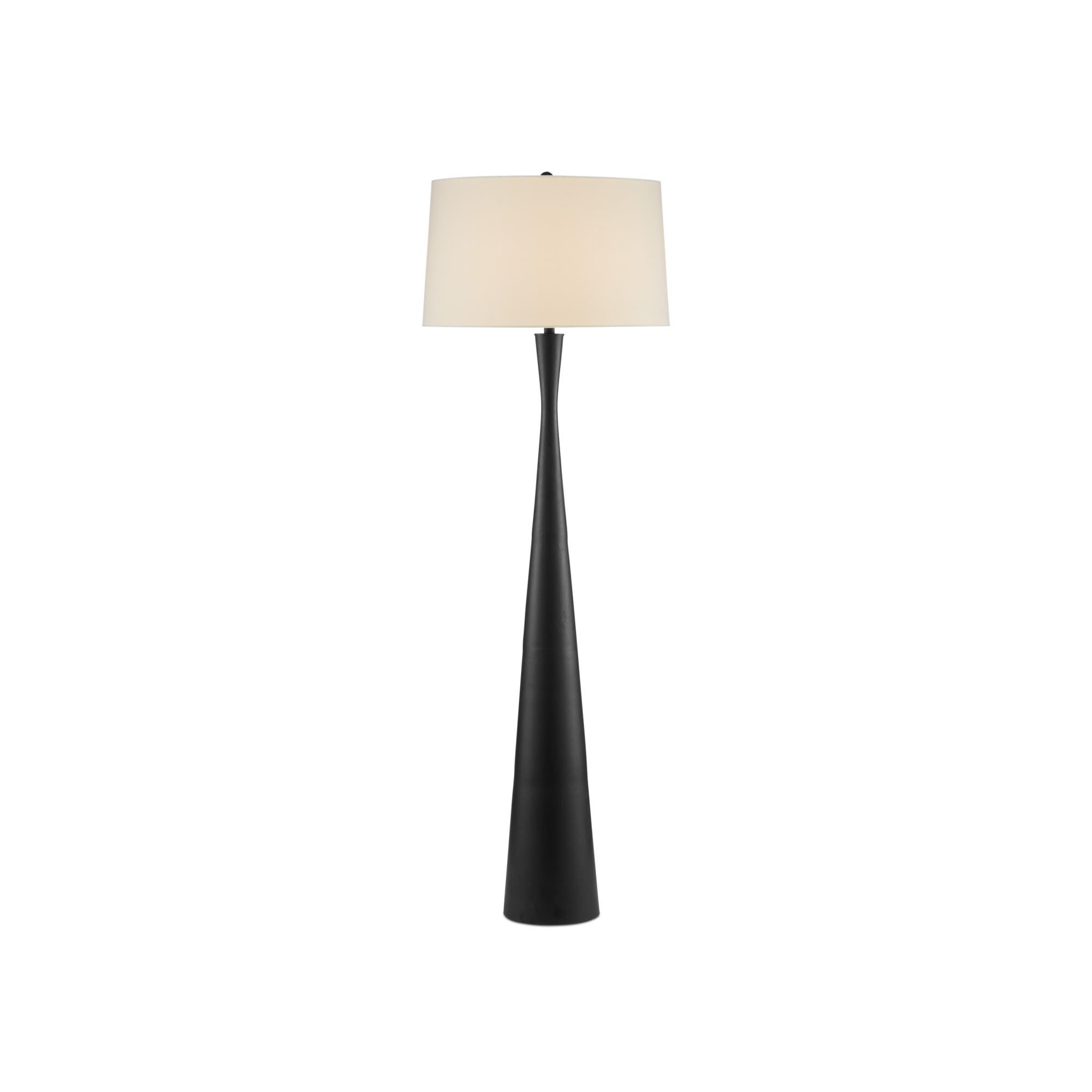 Shown in Matte Black finish and Off-White Linen shade