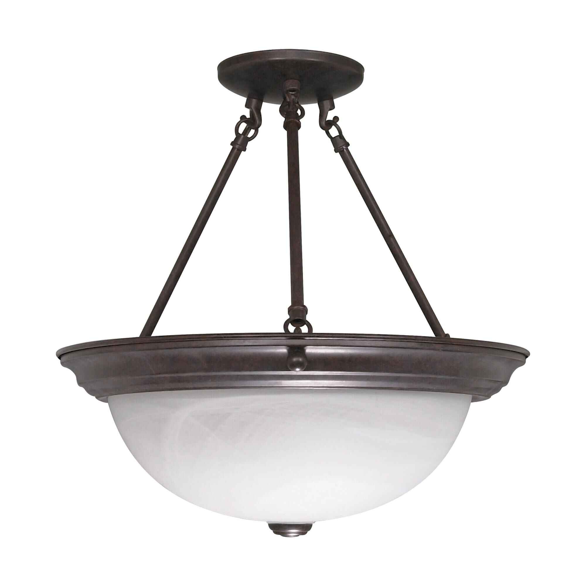 Alabaster 15 Inch 3 Light Semi Flush Mount by Nuvo Lighting