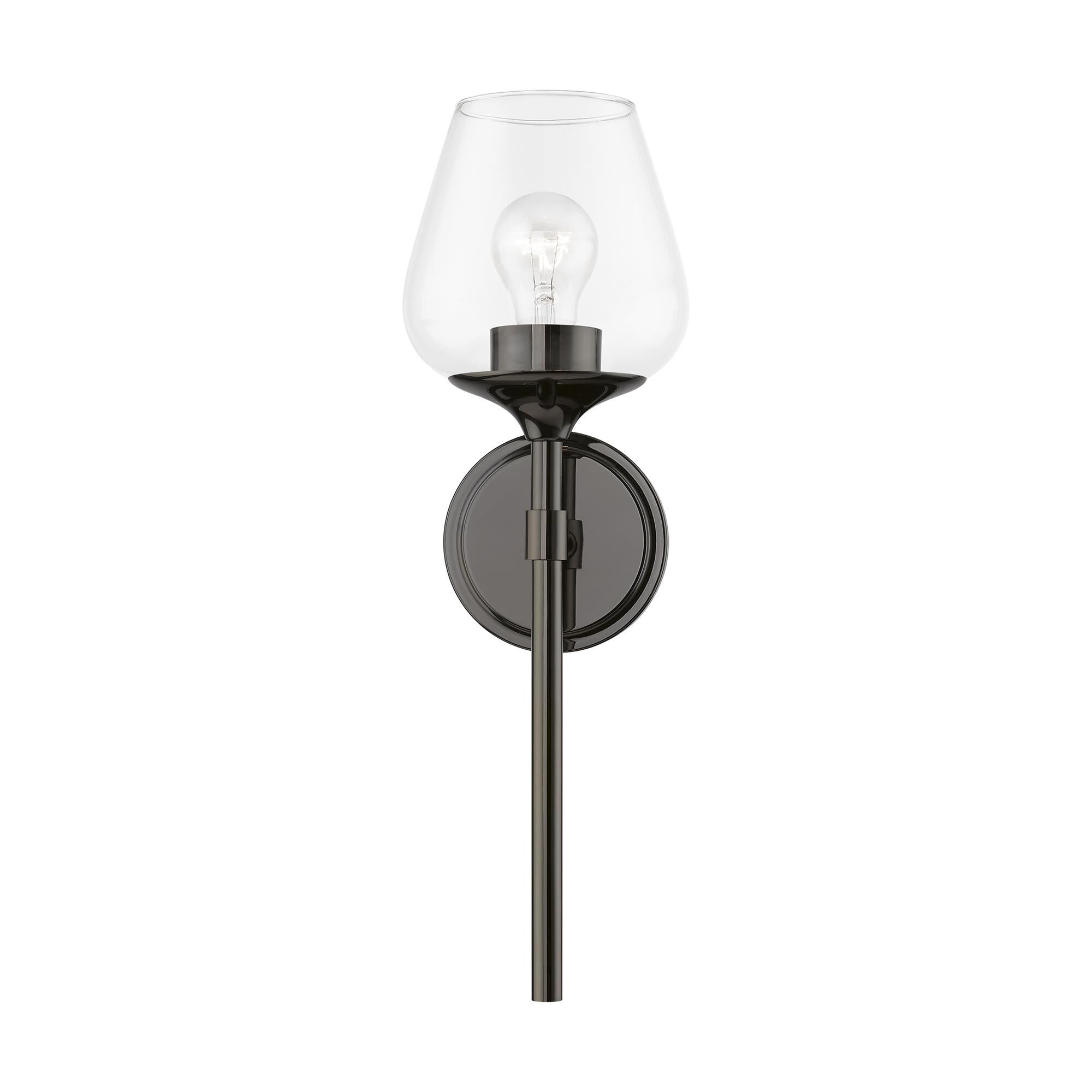 Shown in Black Chrome finish and Clear glass
